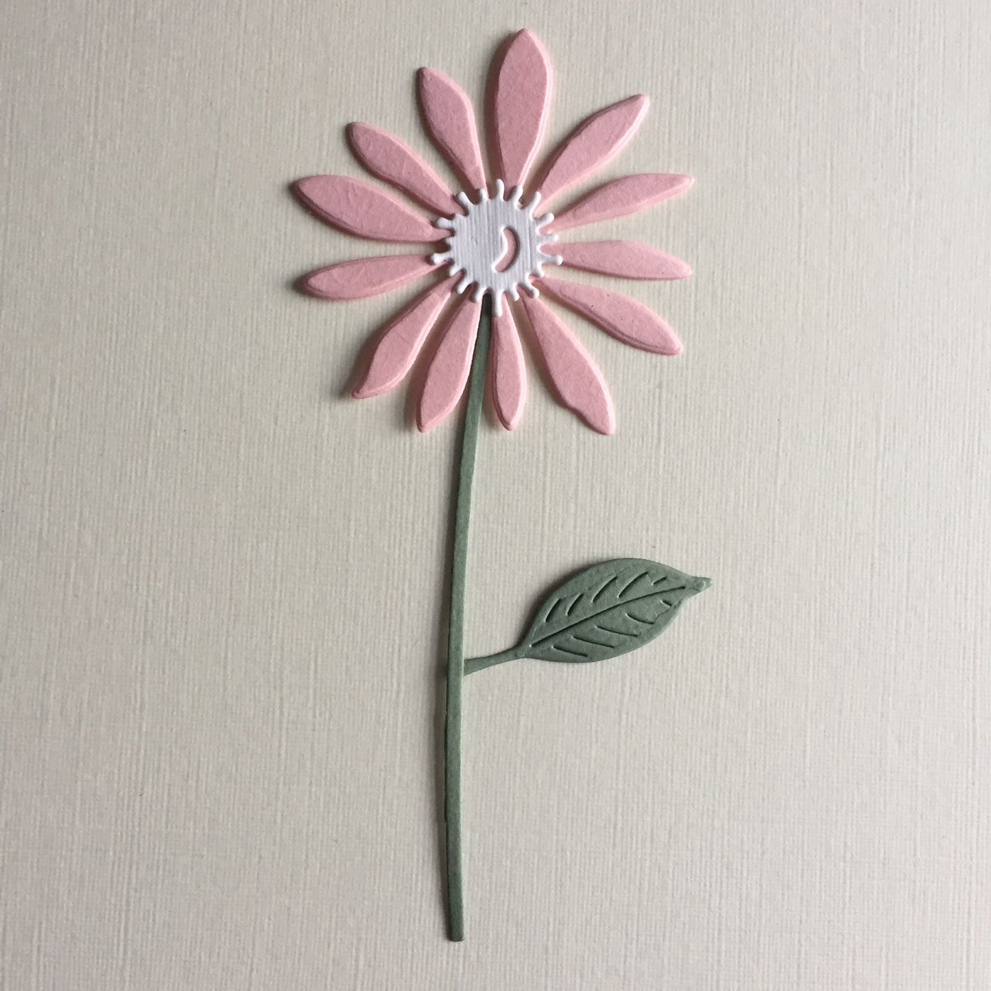 8 Pink & White STEMMED FLOWER Die Cut Card Making Toppers