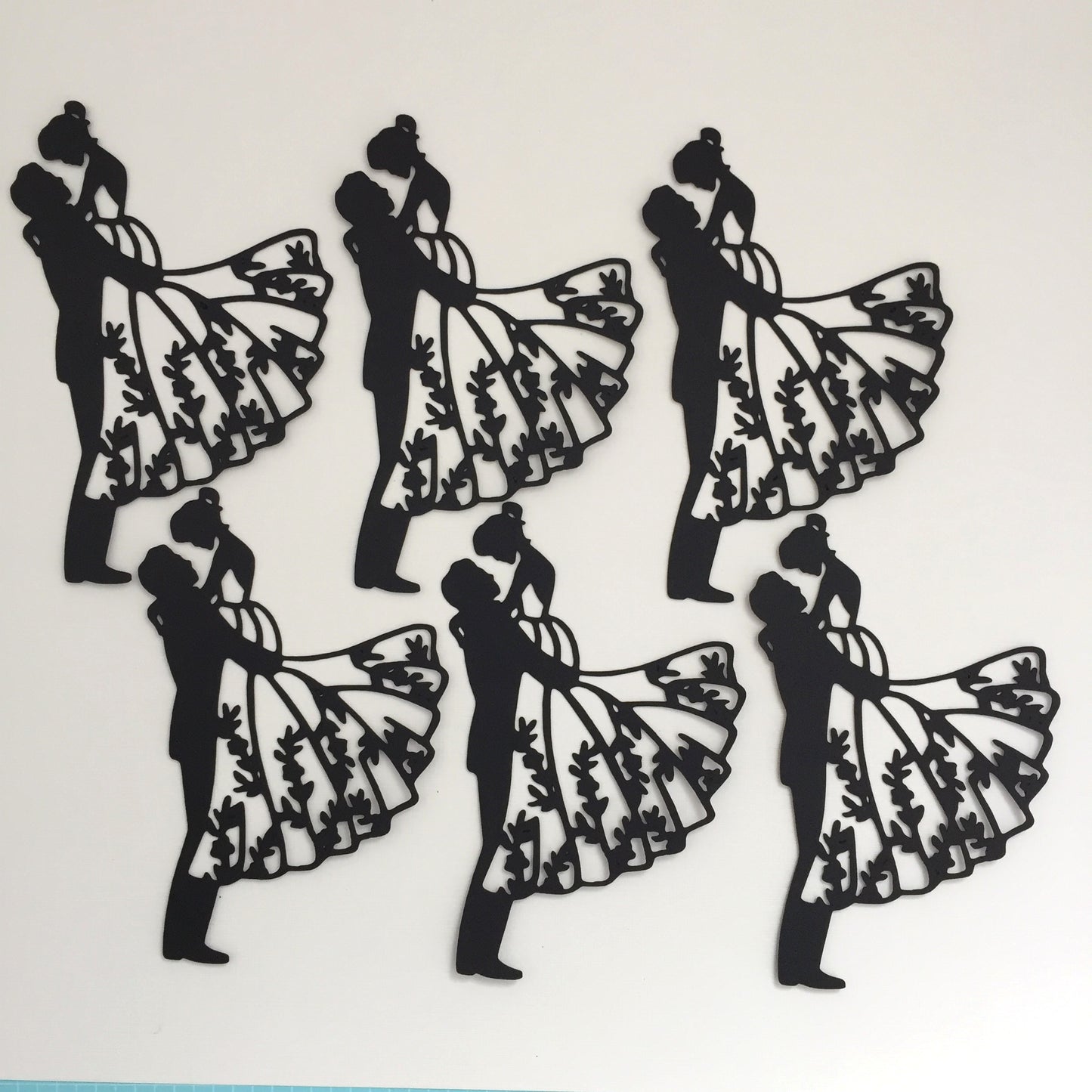 6 Black BRIDE & GROOM SILHOUETTE Die Cuts - Wedding Card Making Toppers (B)