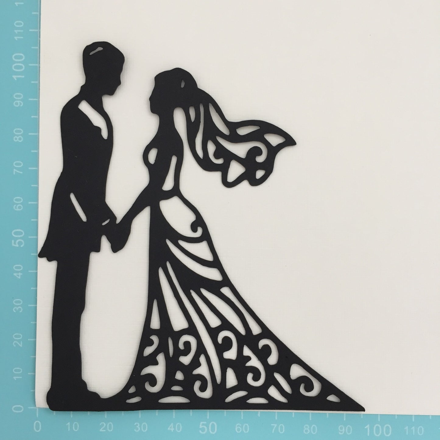 6 Black BRIDE & GROOM SILHOUETTE Die Cuts (E) - Wedding Card Making Toppers