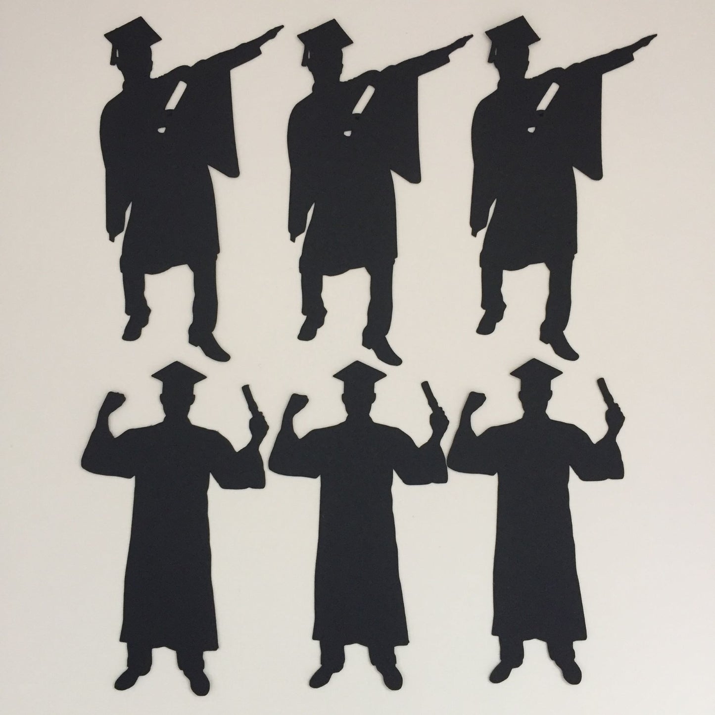 6 Black MALE/BOY GRADUATE Silhouette Graduation Card Making Die Cuts