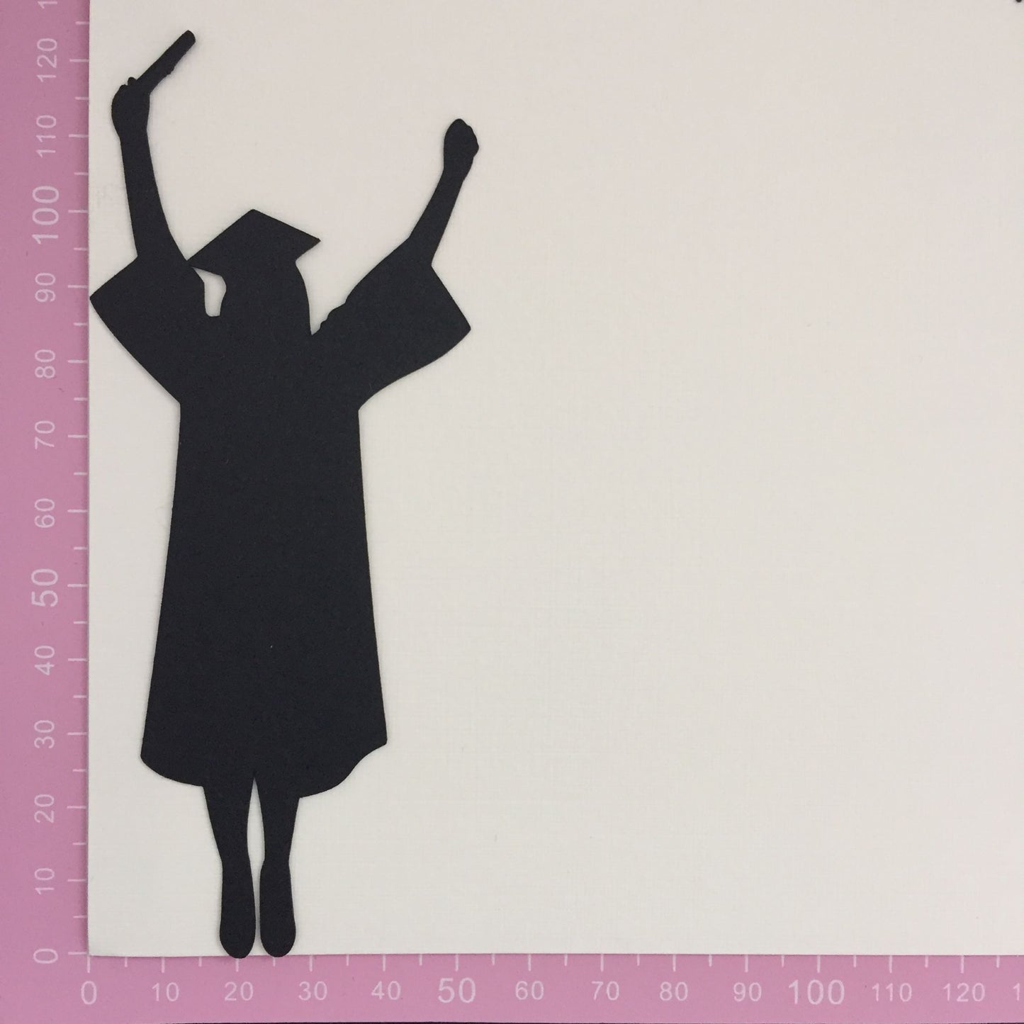 6 Black FEMALE/GIRL GRADUATE Silhouette Graduation Card Making Die Cuts