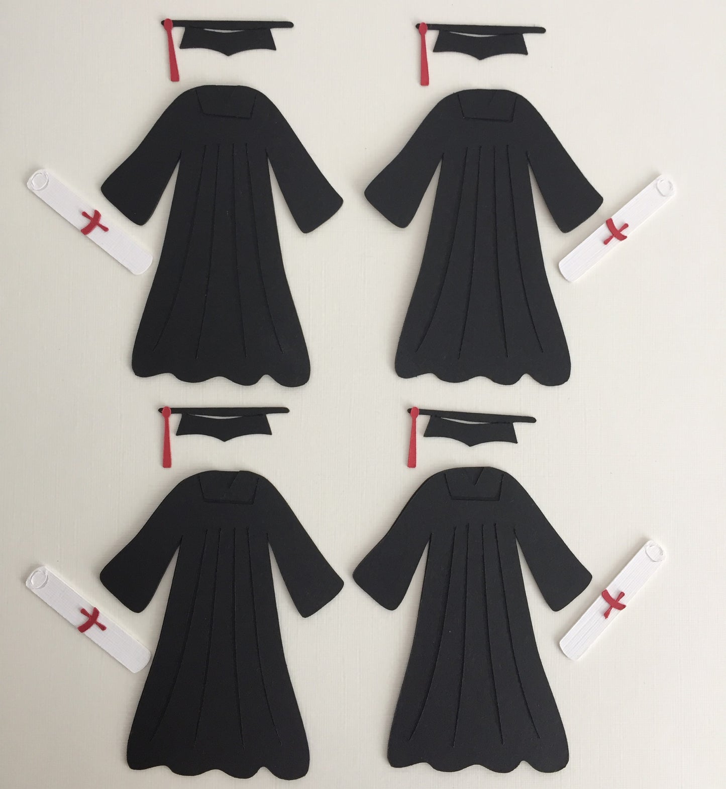 4 Graduation CAP, GOWN & SCROLL Die Cut Card Making Toppers