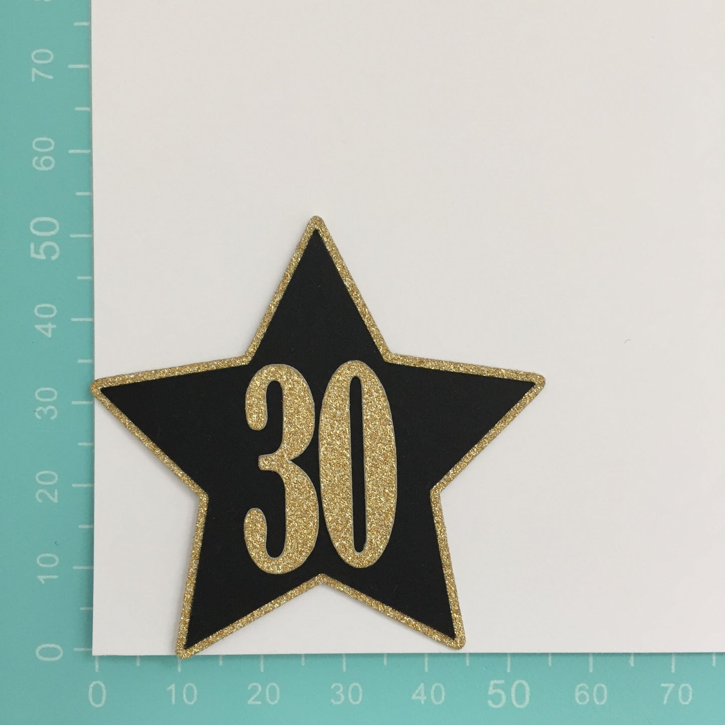 6 Black & Gold NUMBERED STAR Die Cut Card Making Toppers - 13, 16, 18, 21, 30, 40