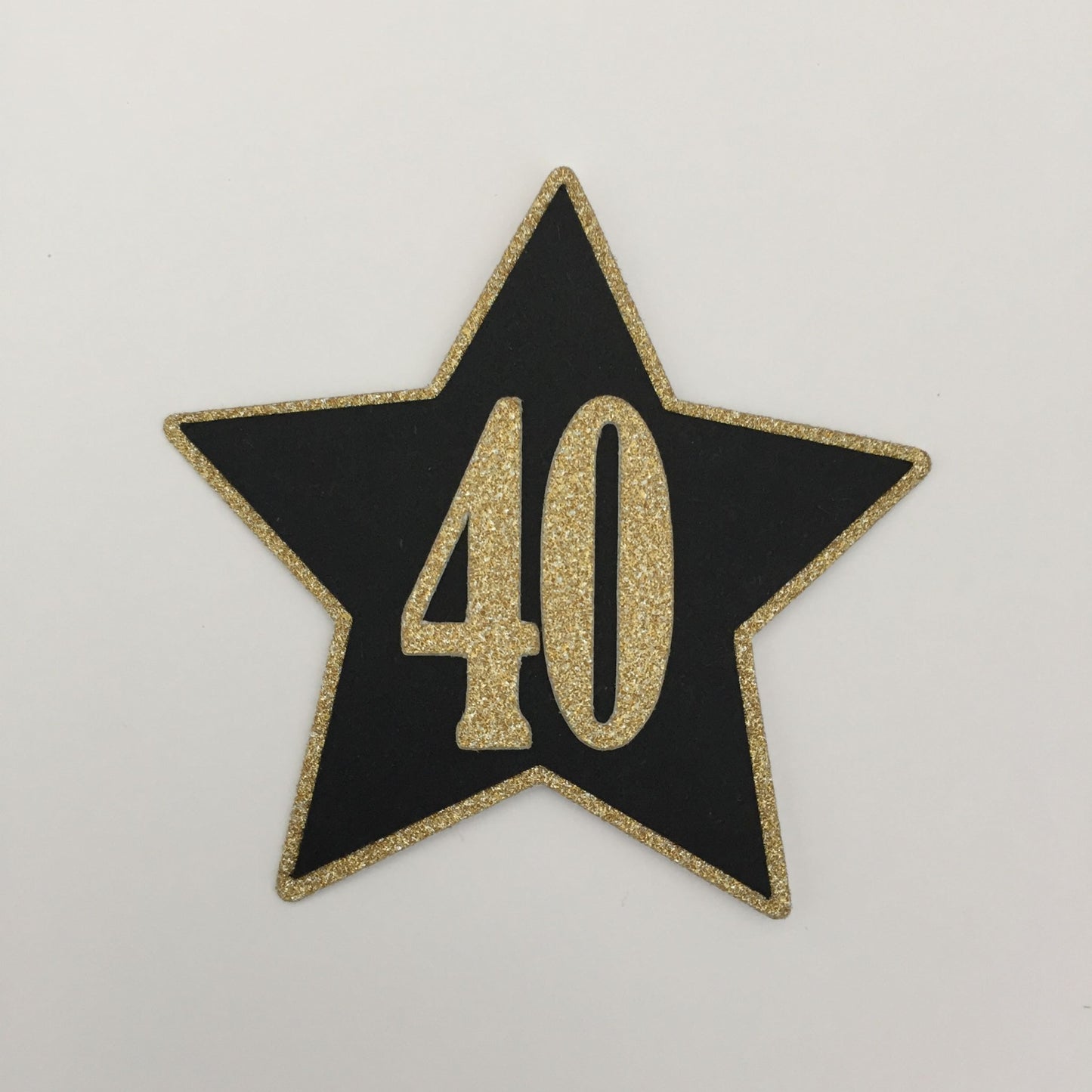 6 Black & Gold NUMBERED STAR Die Cut Card Making Toppers - 13, 16, 18, 21, 30, 40