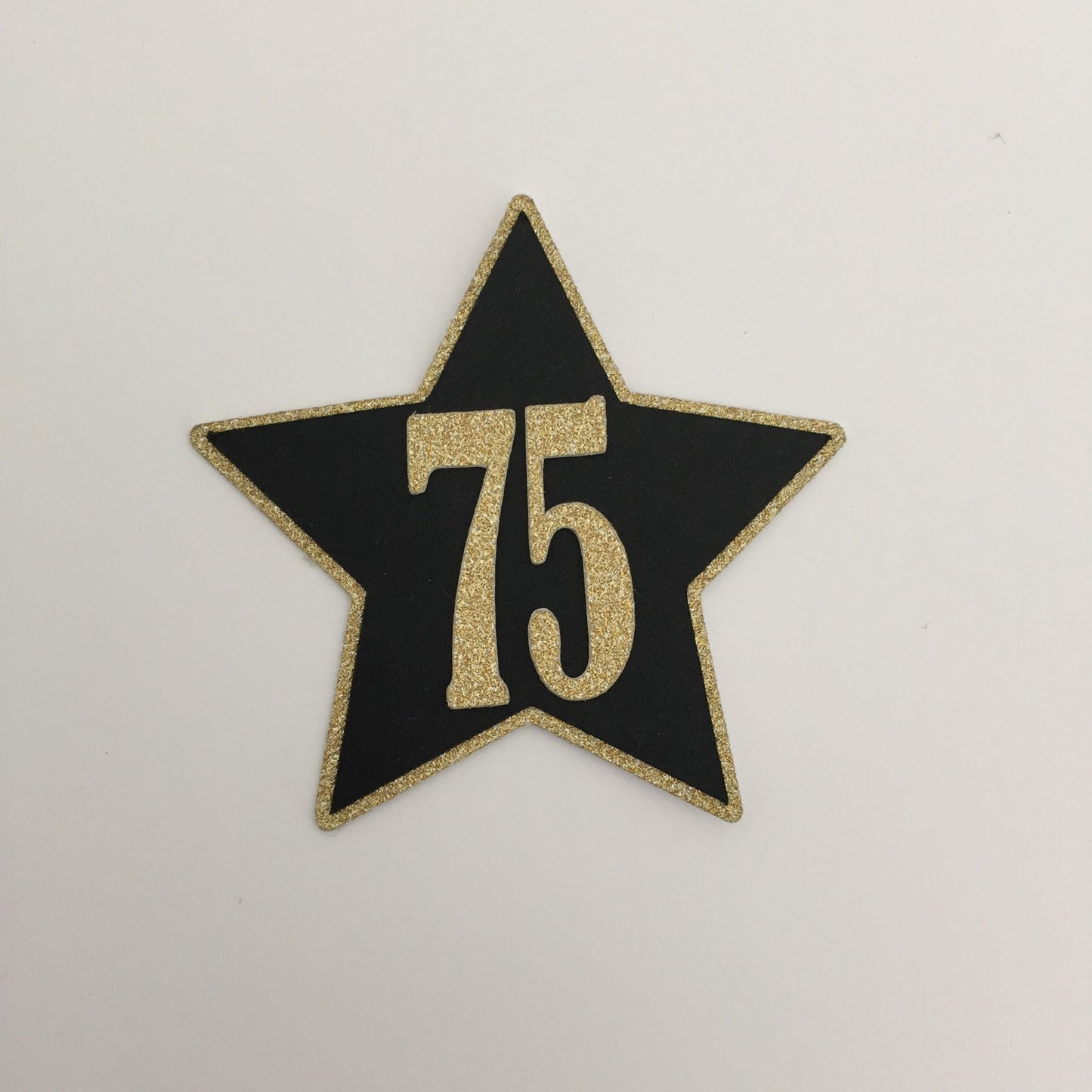 6 Black & Gold NUMBERED STAR Die Cut Card Making Toppers 50, 60, 65, 70, 75, 80