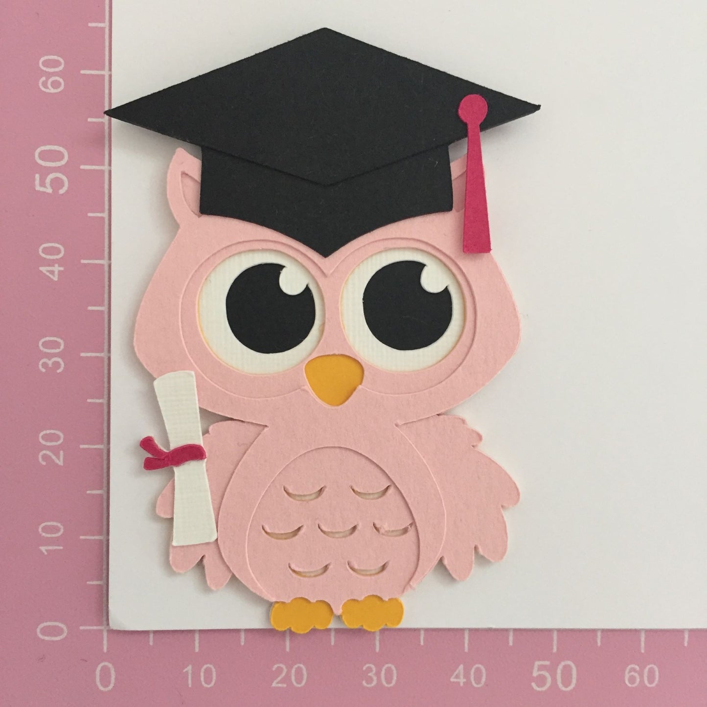 4 Pink GRADUATION OWL Die Cut Card Making Toppers