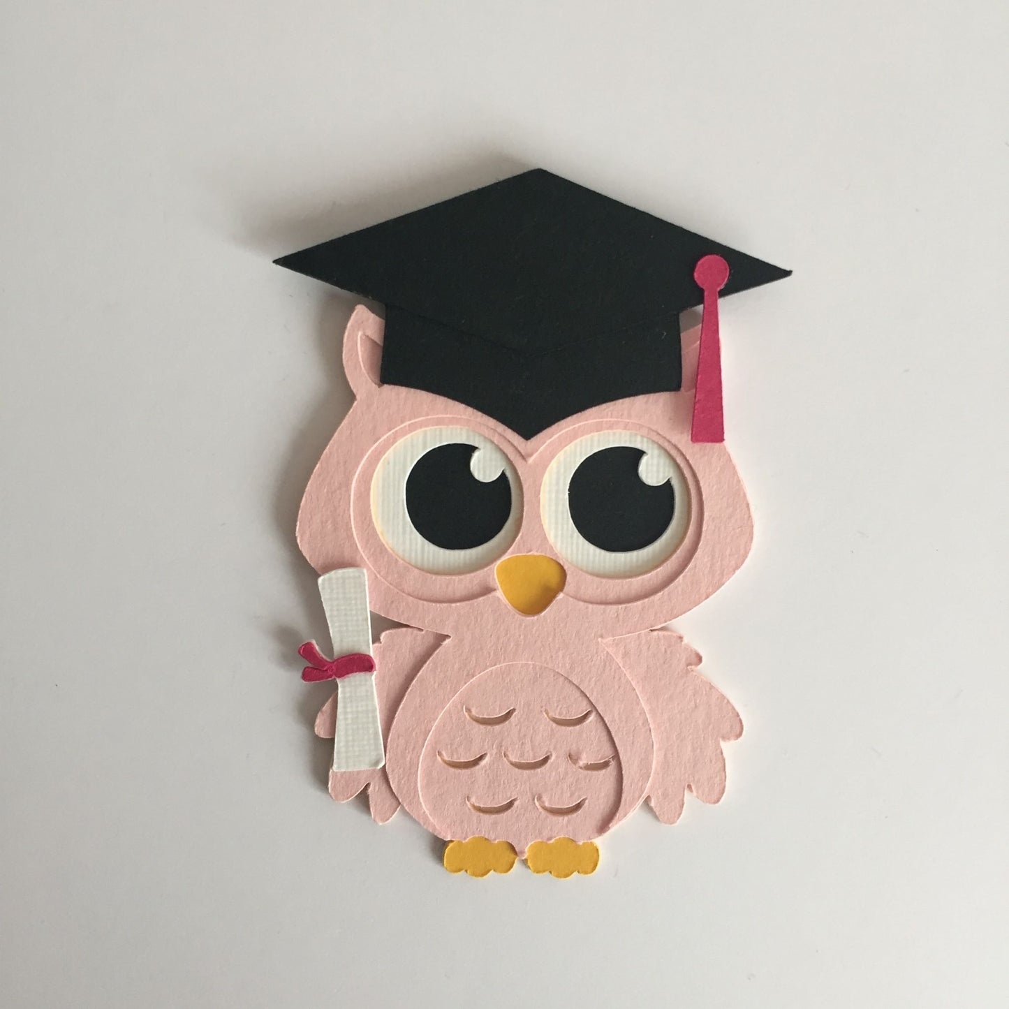 4 Pink GRADUATION OWL Die Cut Card Making Toppers