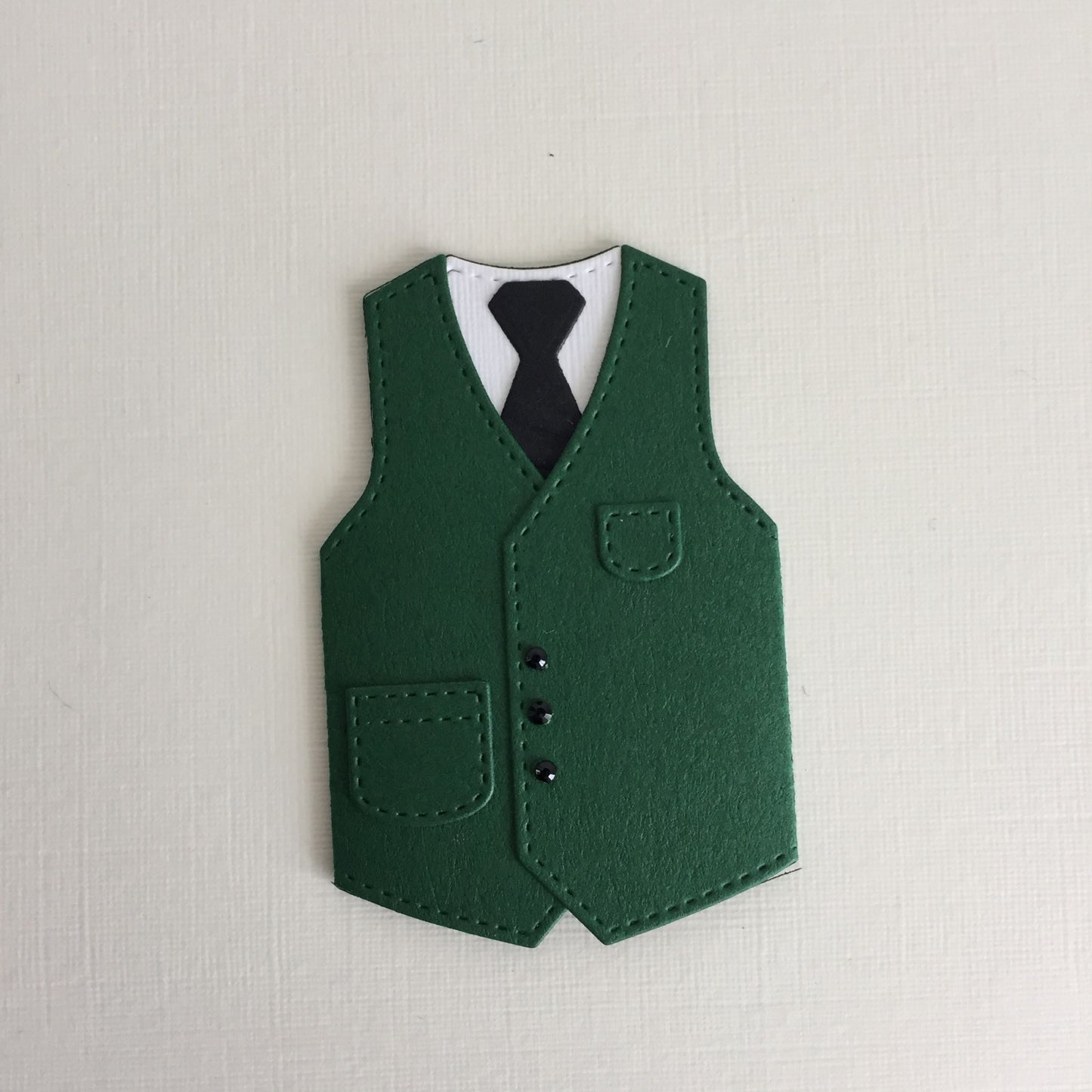 6 Green WAISTCOAT & TIE Die Cut Card Making Toppers