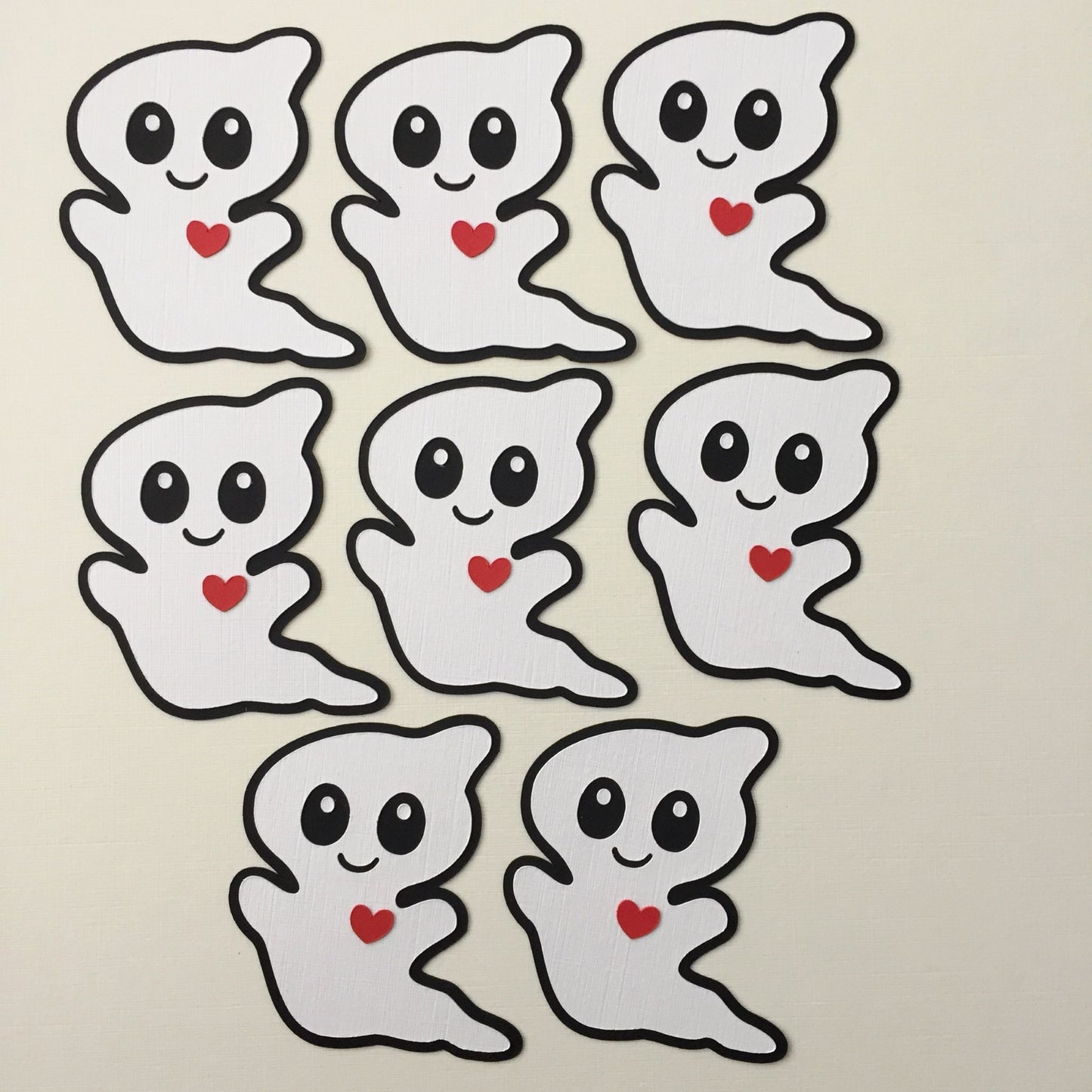 8 CUTE WHITE GHOSTS Halloween Card Making Die Cut Toppers