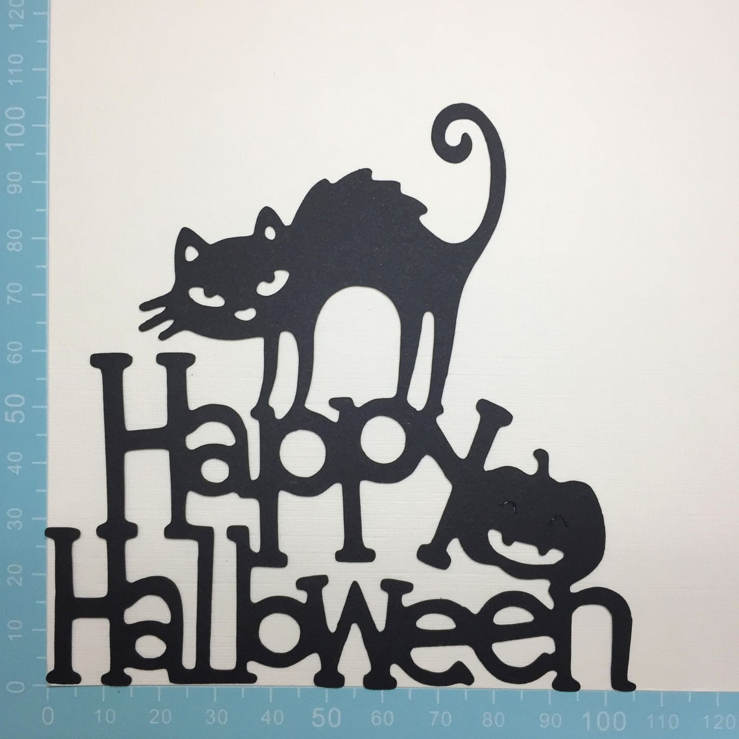 6 Large Black HAPPY HALLOWEEN PUMPKIN CATS Card Making Die Cuts