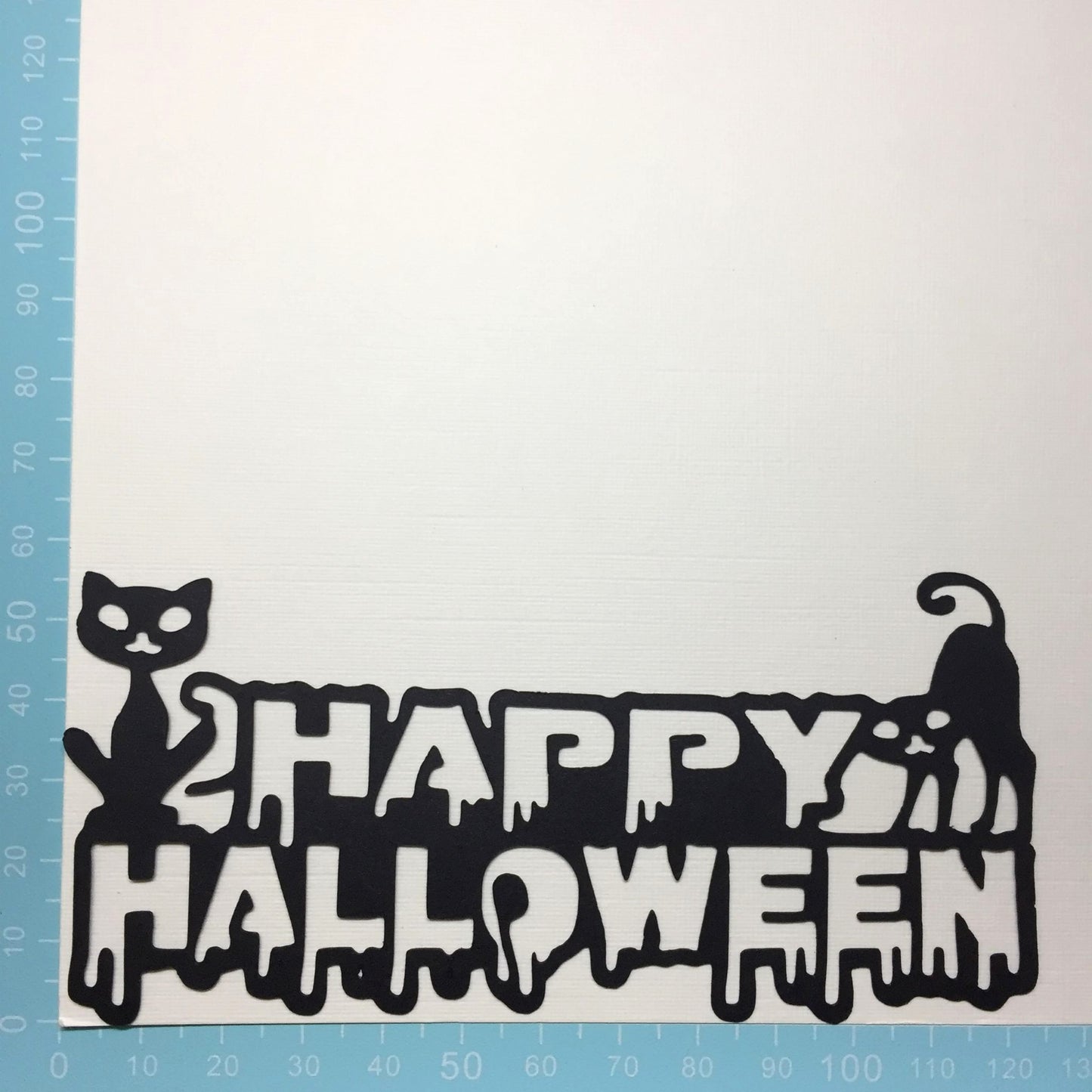6 Black HAPPY HALLOWEEN CATS Sentiment Card Making Die Cuts