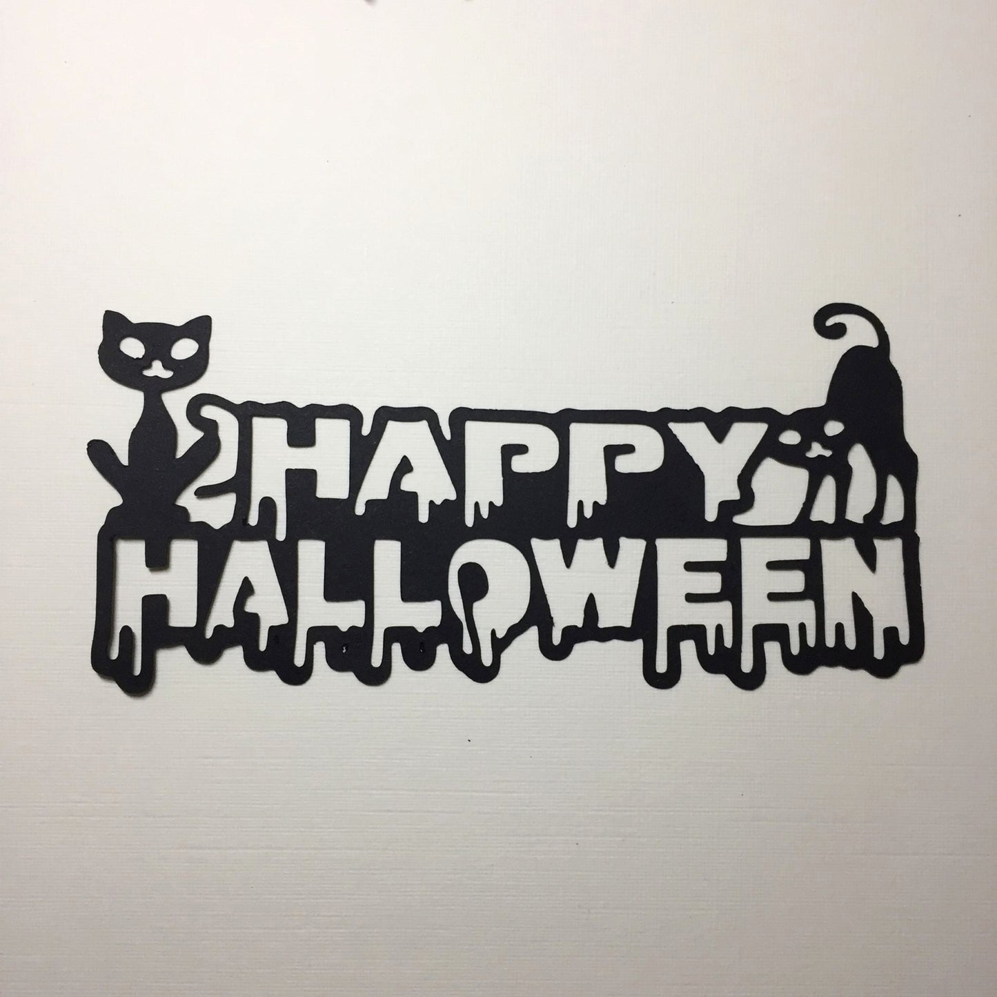 6 Black HAPPY HALLOWEEN CATS Sentiment Card Making Die Cuts