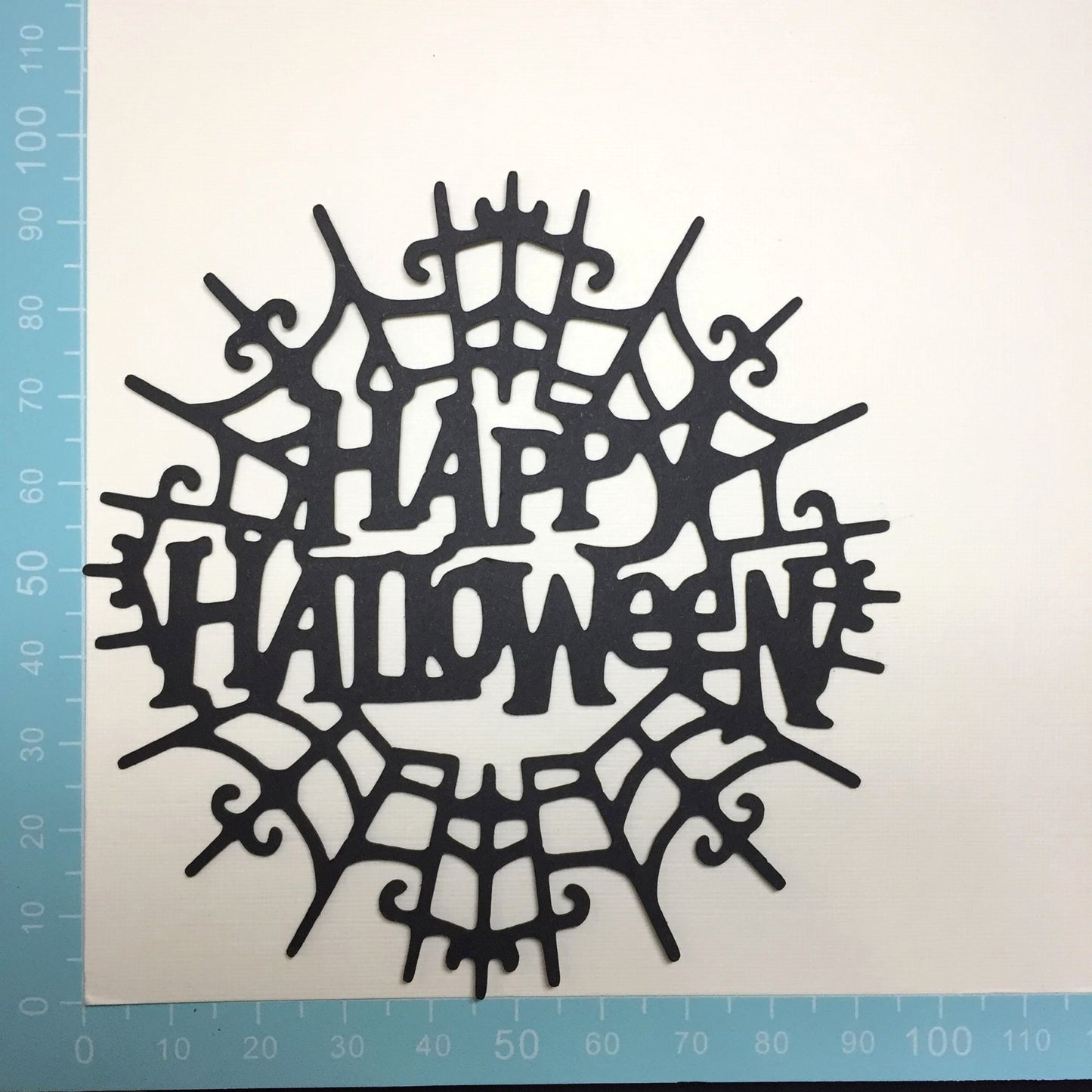 6 Black HAPPY HALLOWEEN COBWEB Sentiment Card Making Die Cuts