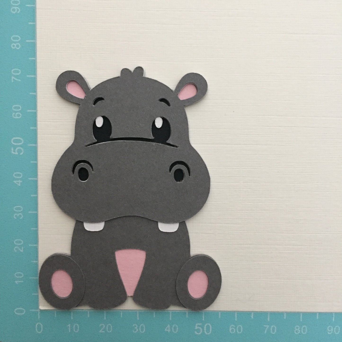4 Handmade HIPPO Die Cut Card Making Toppers
