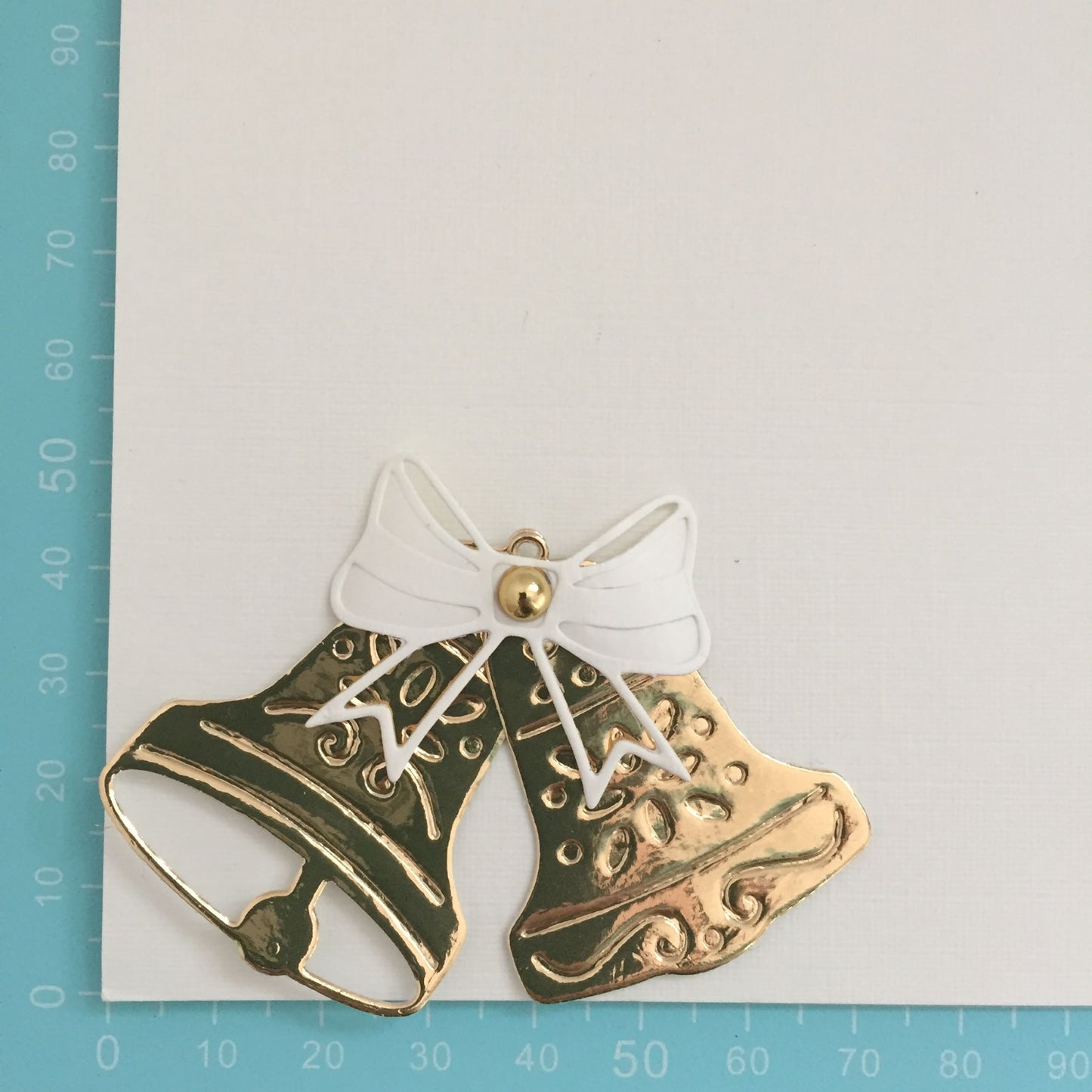 6 BELL Ivory & Gold Wedding/Christmas Die Cut Card Making Toppers