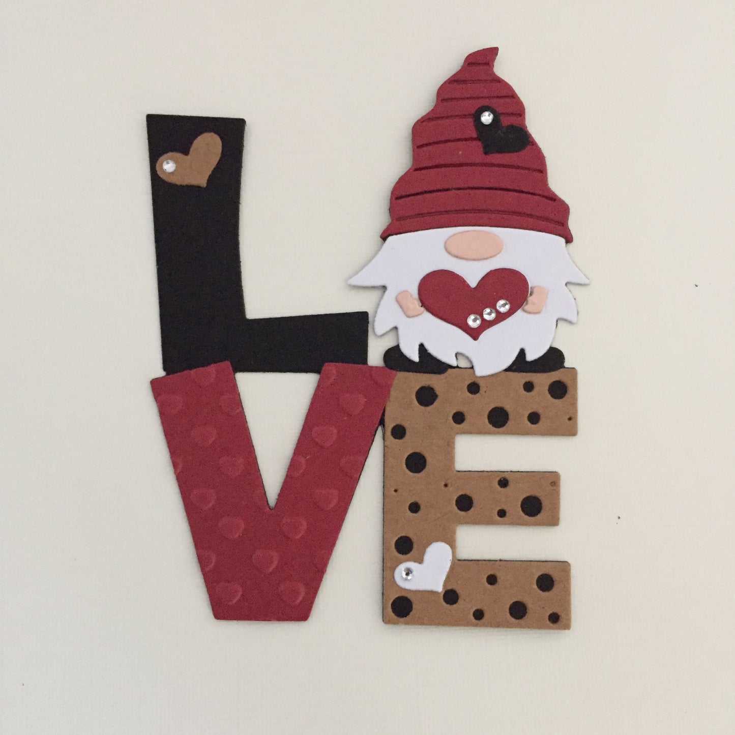 3 Red LOVE GNOME Valentine Die Cut Card Making Toppers