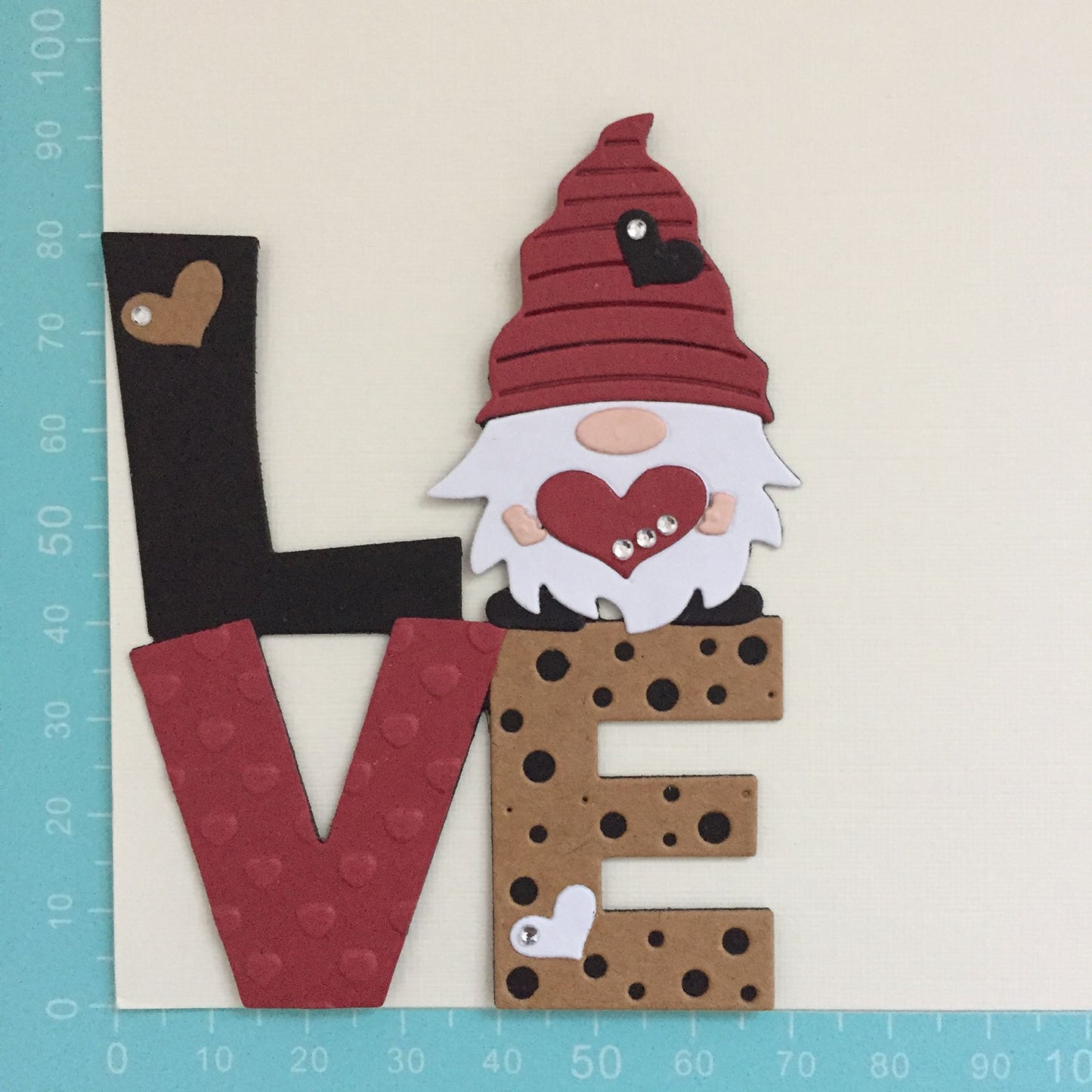 3 Red LOVE GNOME Valentine Die Cut Card Making Toppers