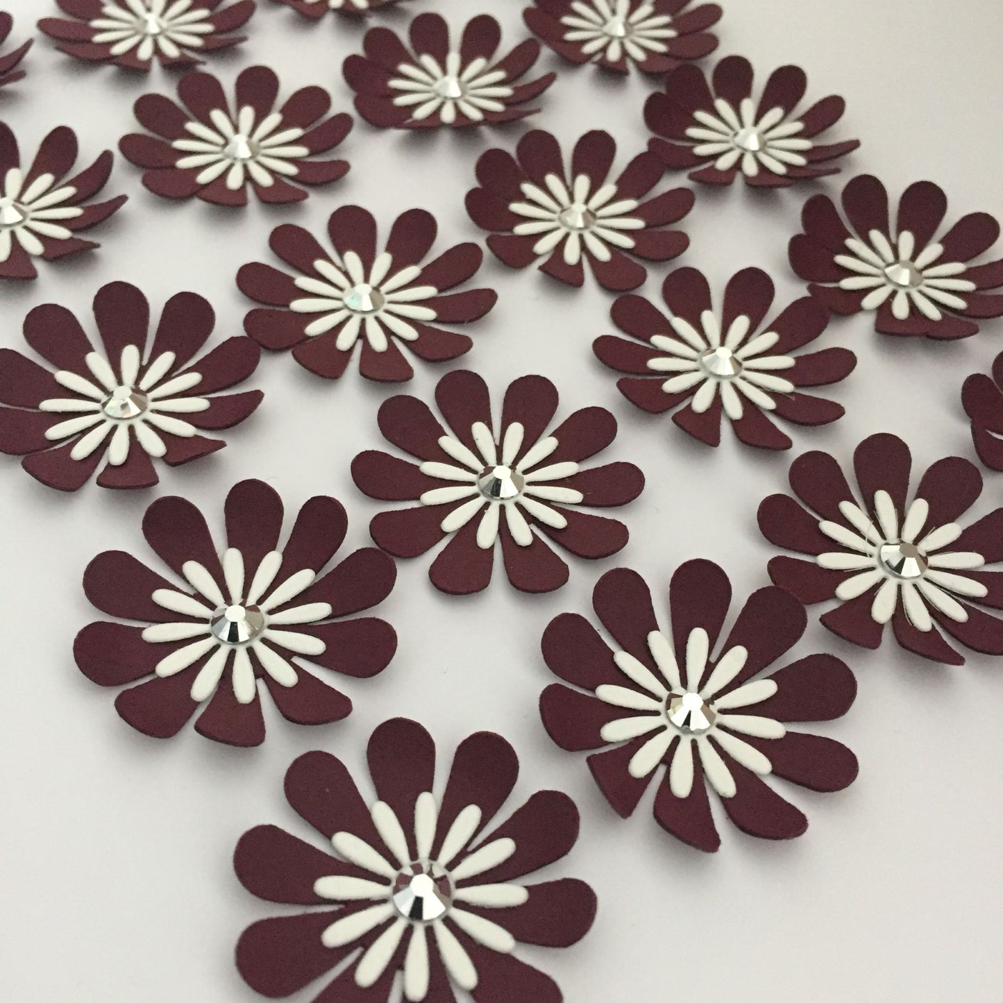 20 DOUBLE LAYERED FLOWER Die Cut Card Making Toppers - 7 Colours