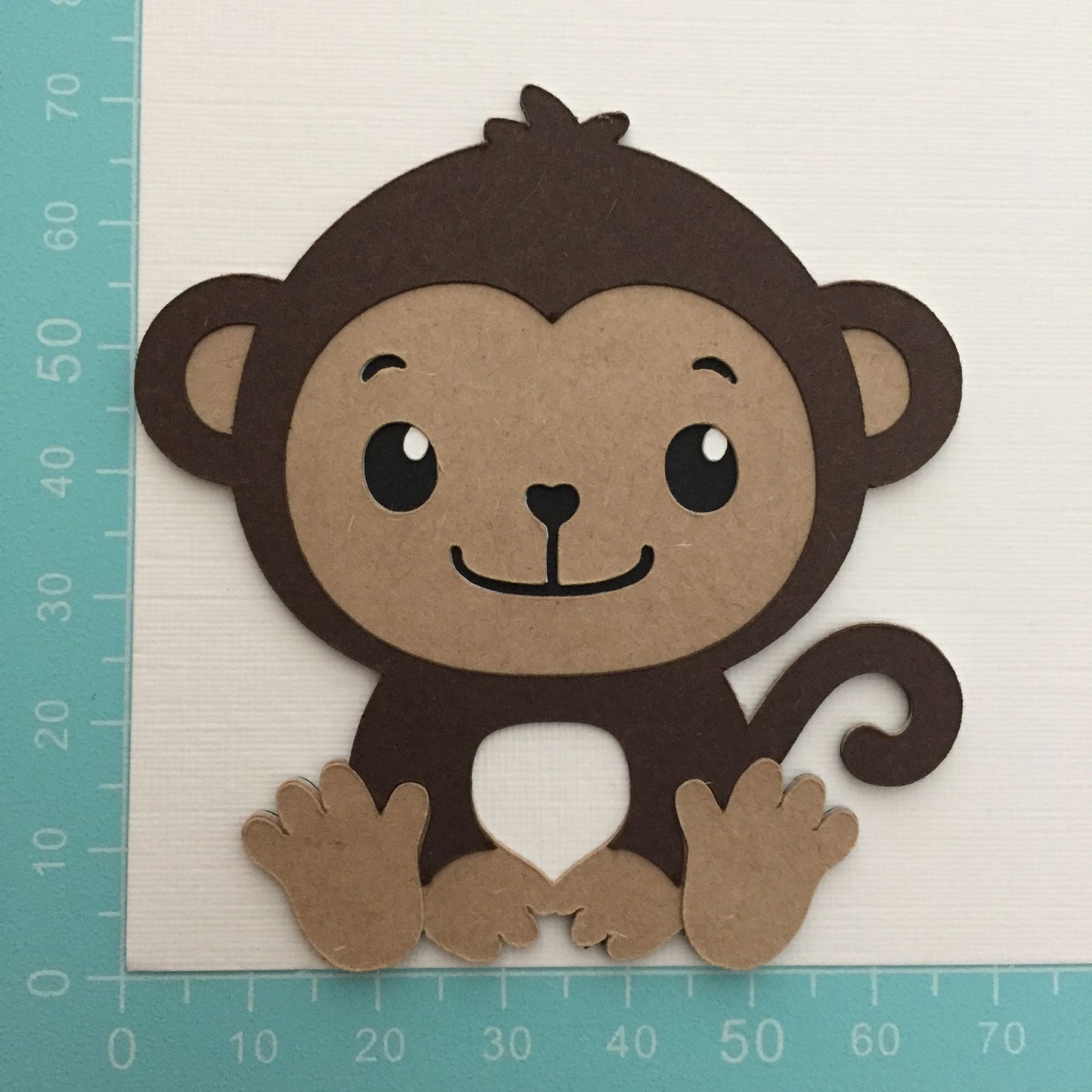 4 Handmade MONKEY Die Cut Card Making Toppers