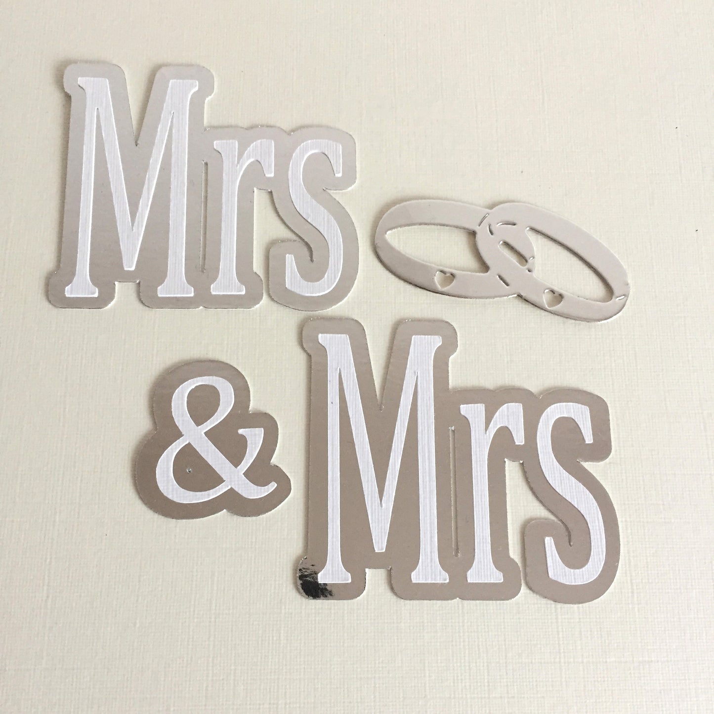 4 MRS & MRS WITH RINGS Silver & White Gay Wedding Card Making Die Cut Toppers