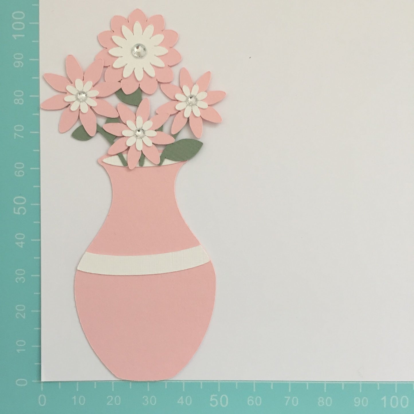 3 Pink & White VASE WITH FLOWERS Die Cut Card Making Toppers