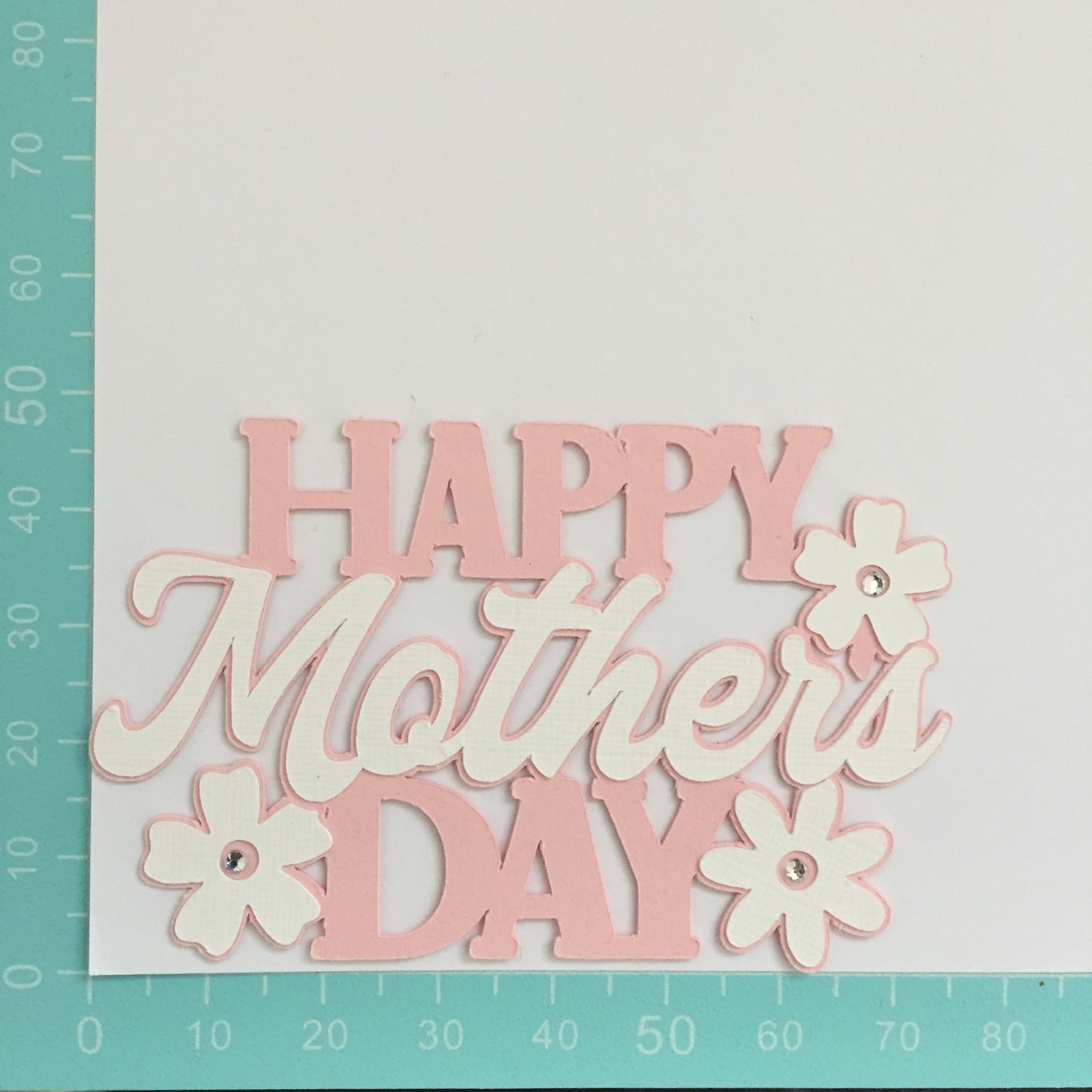 6 Floral Pink & White HAPPY MOTHER'S DAY Sentiment Die Cut Toppers