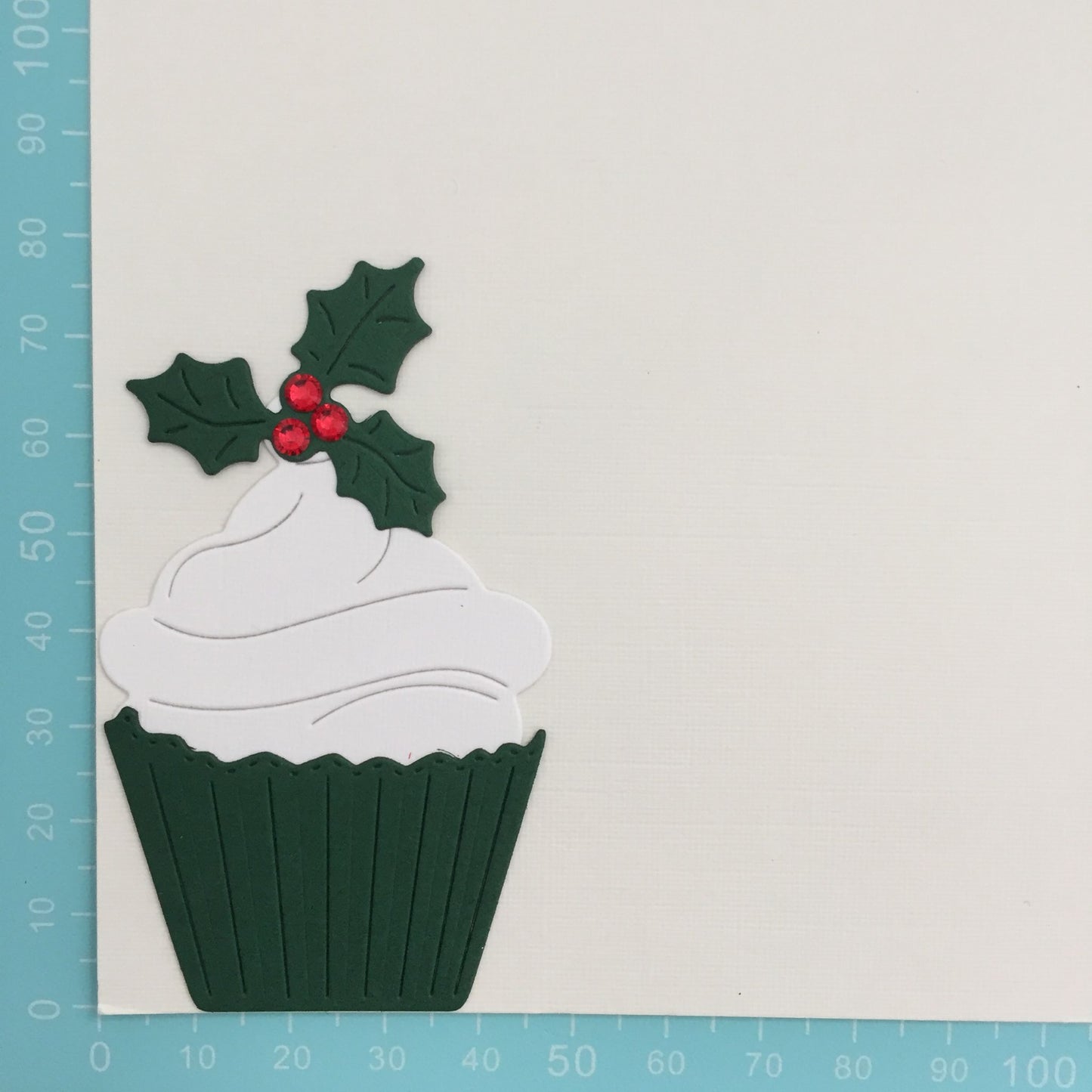 6 Red & Green CHRISTMAS CUPCAKE Card Making Die Cut Toppers