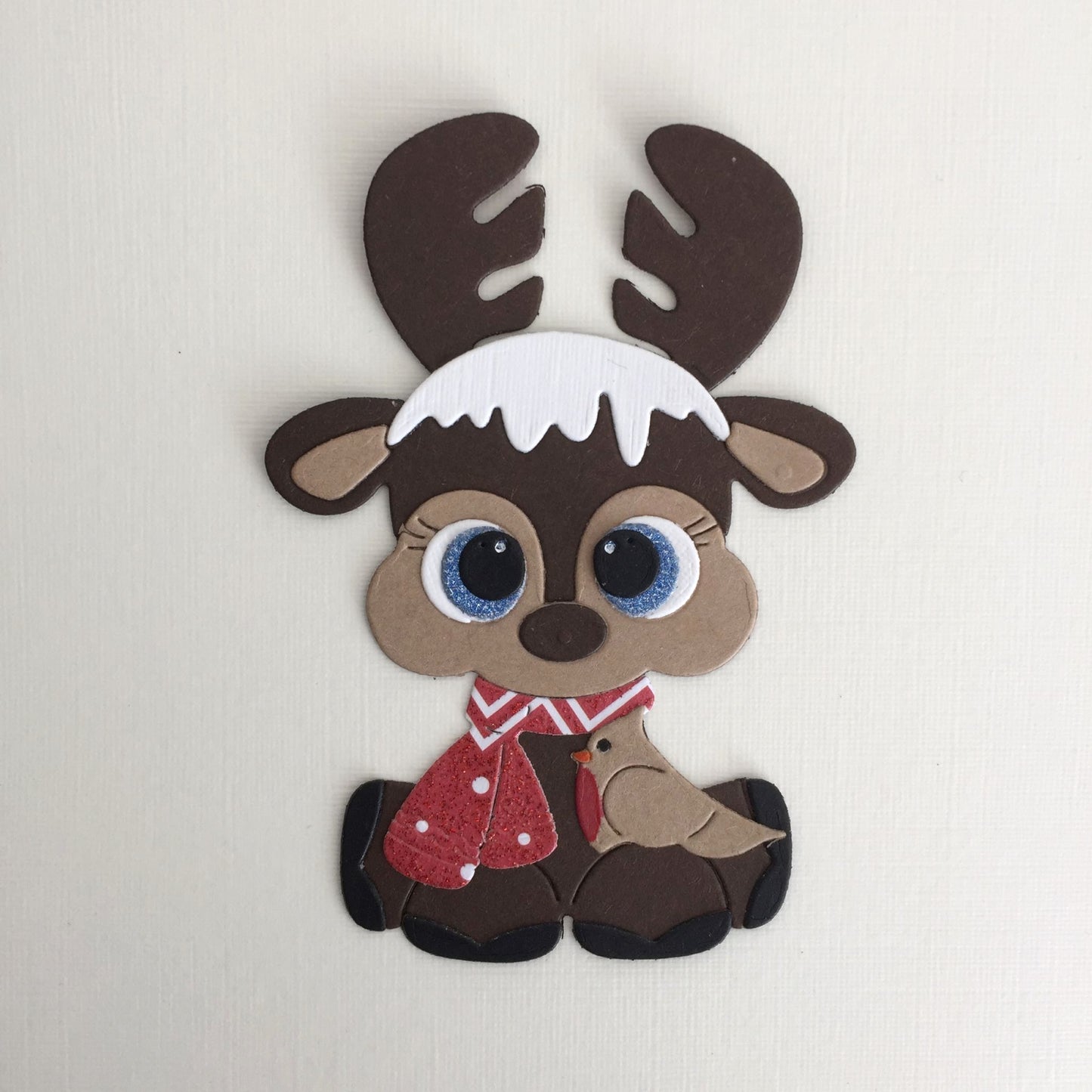 4 REINDEER & ROBIN Christmas Die Cut Card Making Toppers