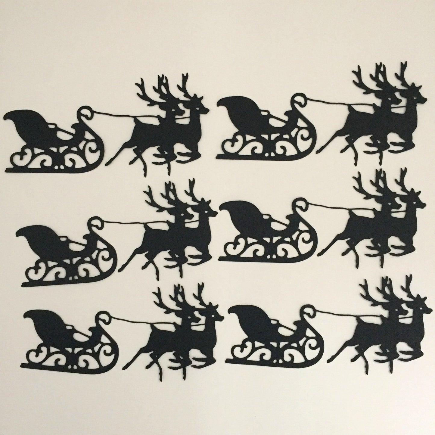 6 SANTA SLEIGH & REINDEER Silhouette Christmas Card Making Die Cuts