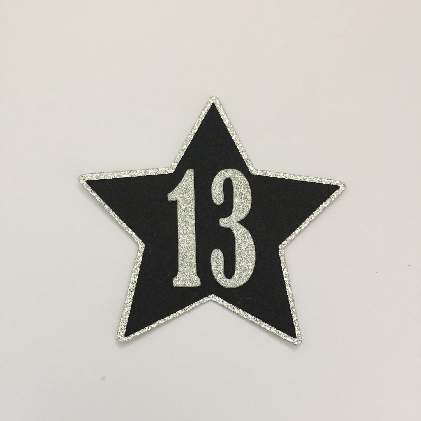 6 Black & Silver NUMBERED STAR Die Cut Card Making Toppers 13, 16, 18, 21, 30, 40