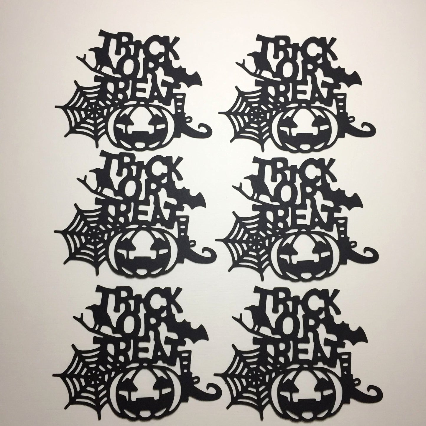 6 Black TRICK OR TREAT PUMPKIN Halloween Card Making Die Cuts