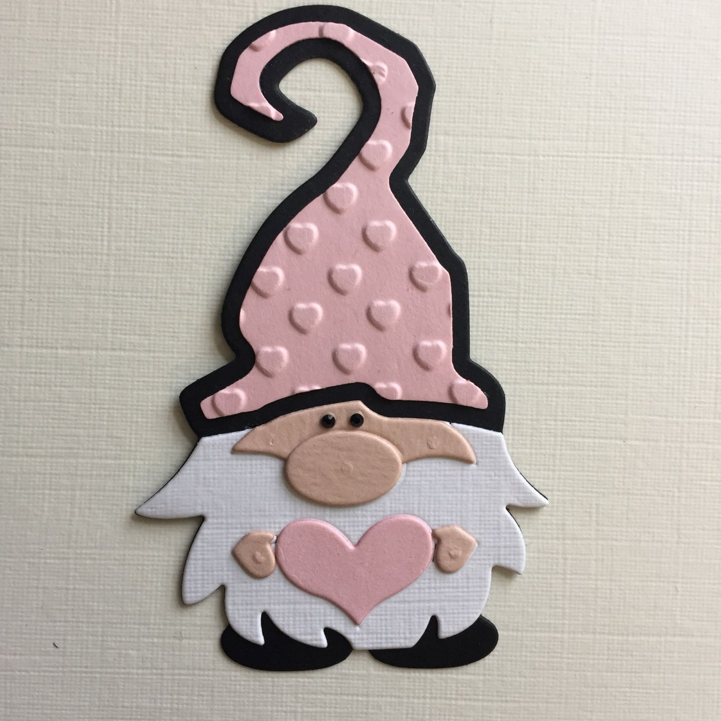 5 VALENTINE GNOME/GONK Pink, Black, White Die Cut Card Making Toppers