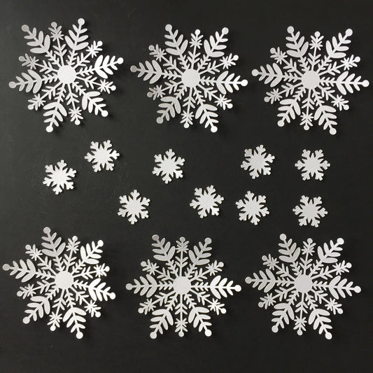 15 White Snowflake Card Making Die Cuts - 2 Sizes