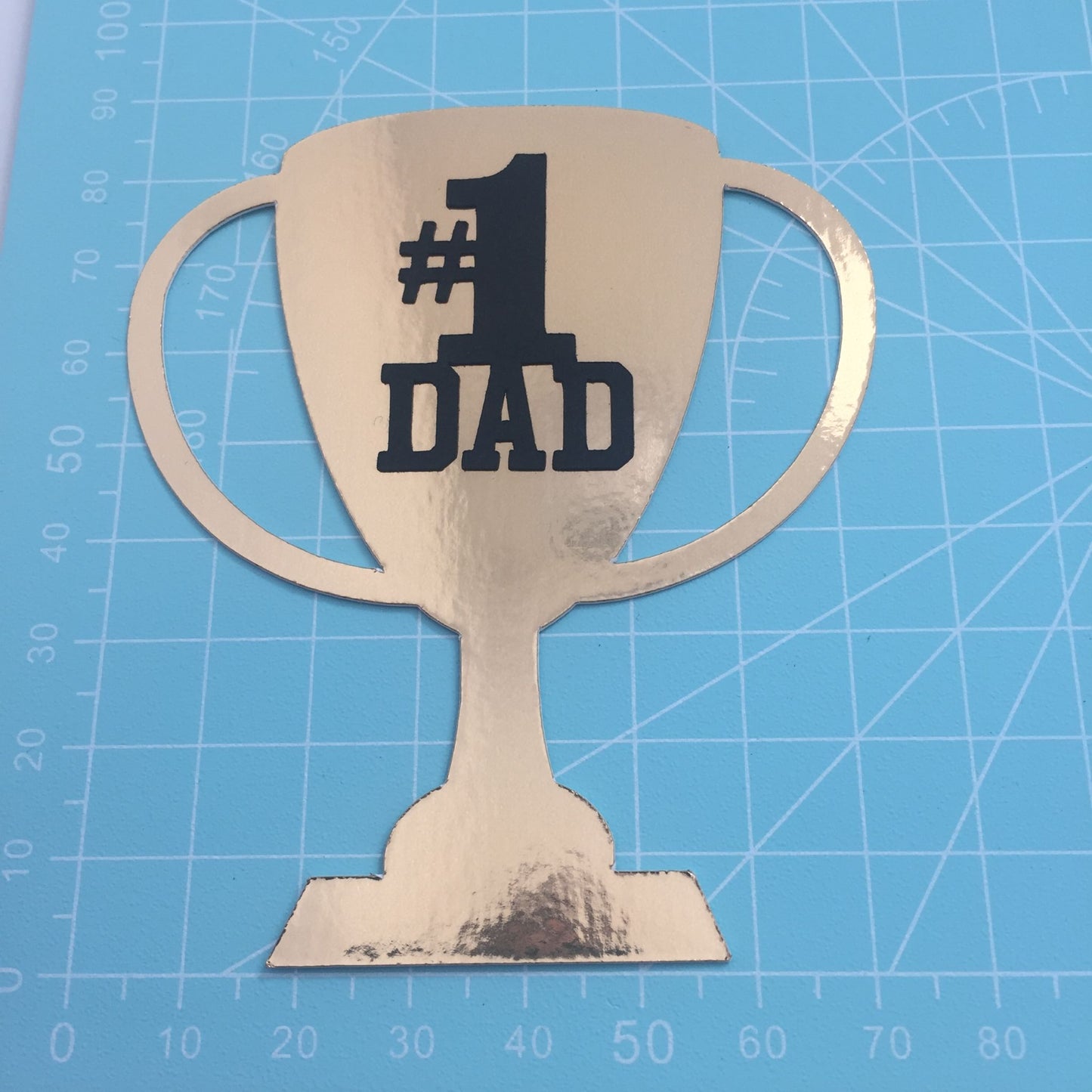 6 Gold #1 DAD TROPHY Die Cut Card Making Toppers - Large