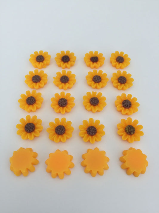 20 Orange SUNFLOWER HEAD Resin Embellishments - 12mm