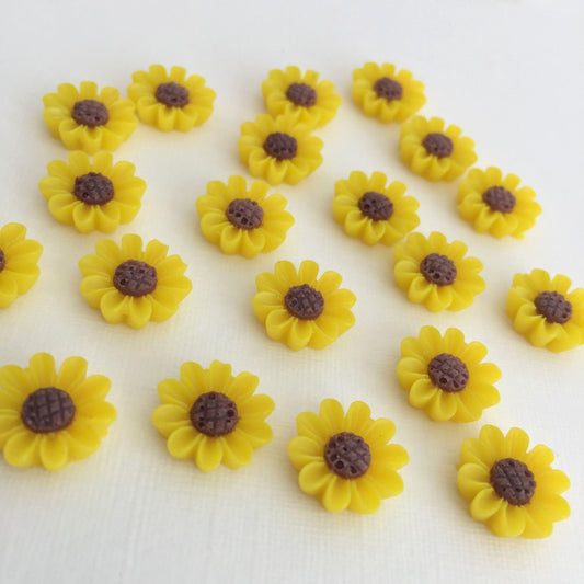 20 Yellow SUNFLOWER HEAD Resin Embellishments