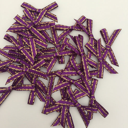 30 Gold Edge Ribbon Bows - 3mm - 14 Colours