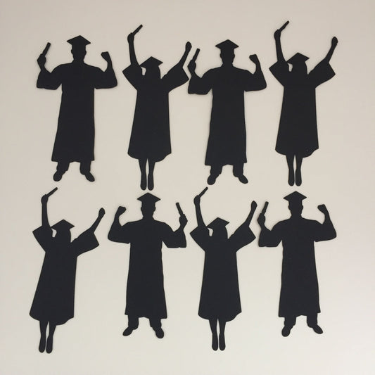 8 Black MALE/FEMALE GRADUATE Silhouette Graduation Card Making Die Cuts