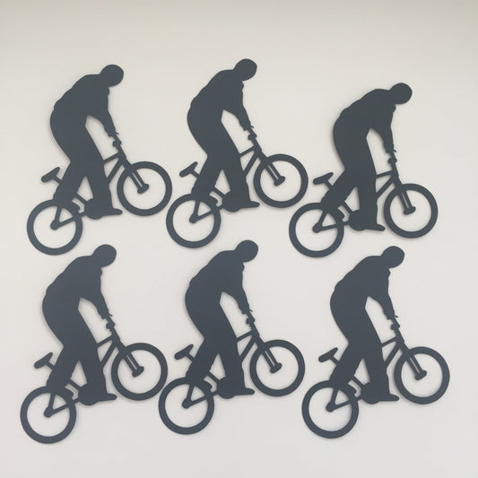 6 Black BIKER SILHOUETTE Card Making Die Cuts