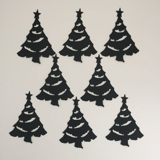 8 Black Silhouette CHRISTMAS TREE Card Making Die Cuts