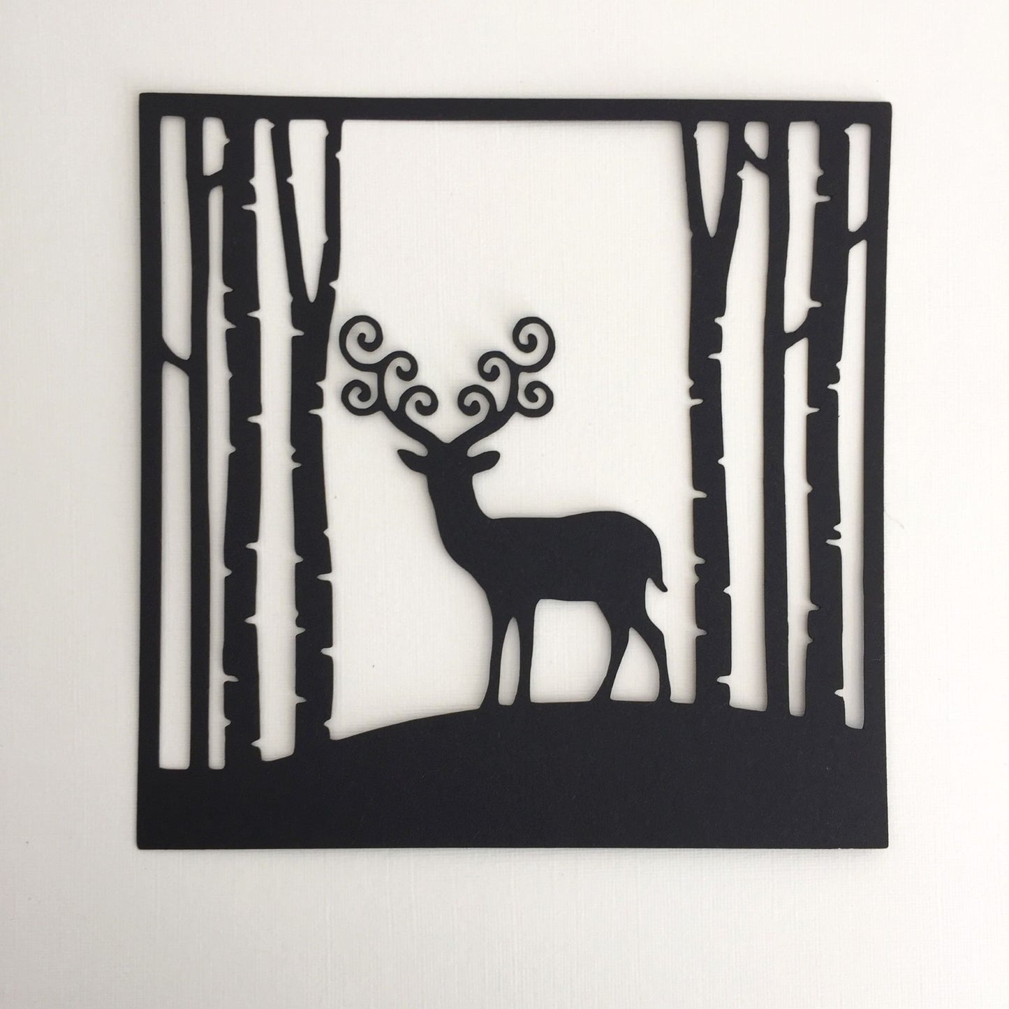 4 REINDEER IN WOODS Black Silhouette Christmas Card Making Die Cuts