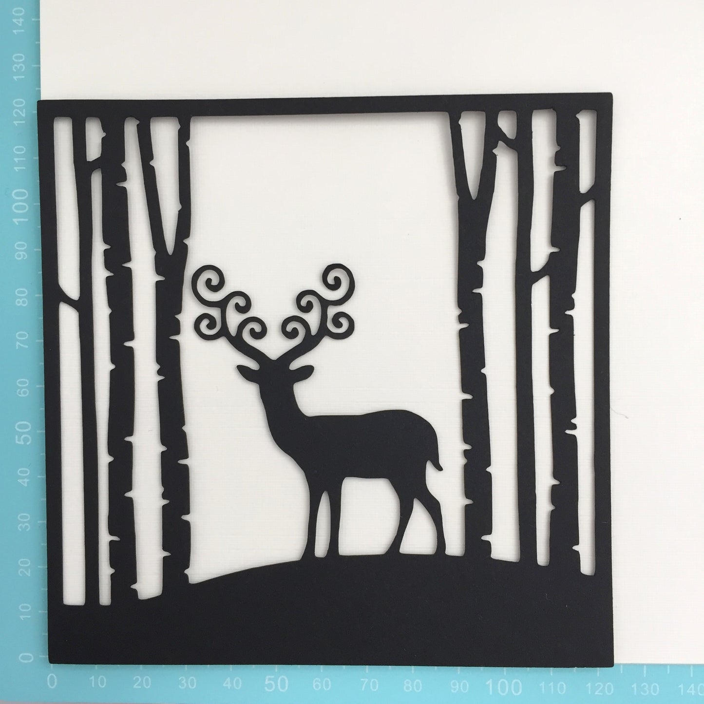4 REINDEER IN WOODS Black Silhouette Christmas Card Making Die Cuts