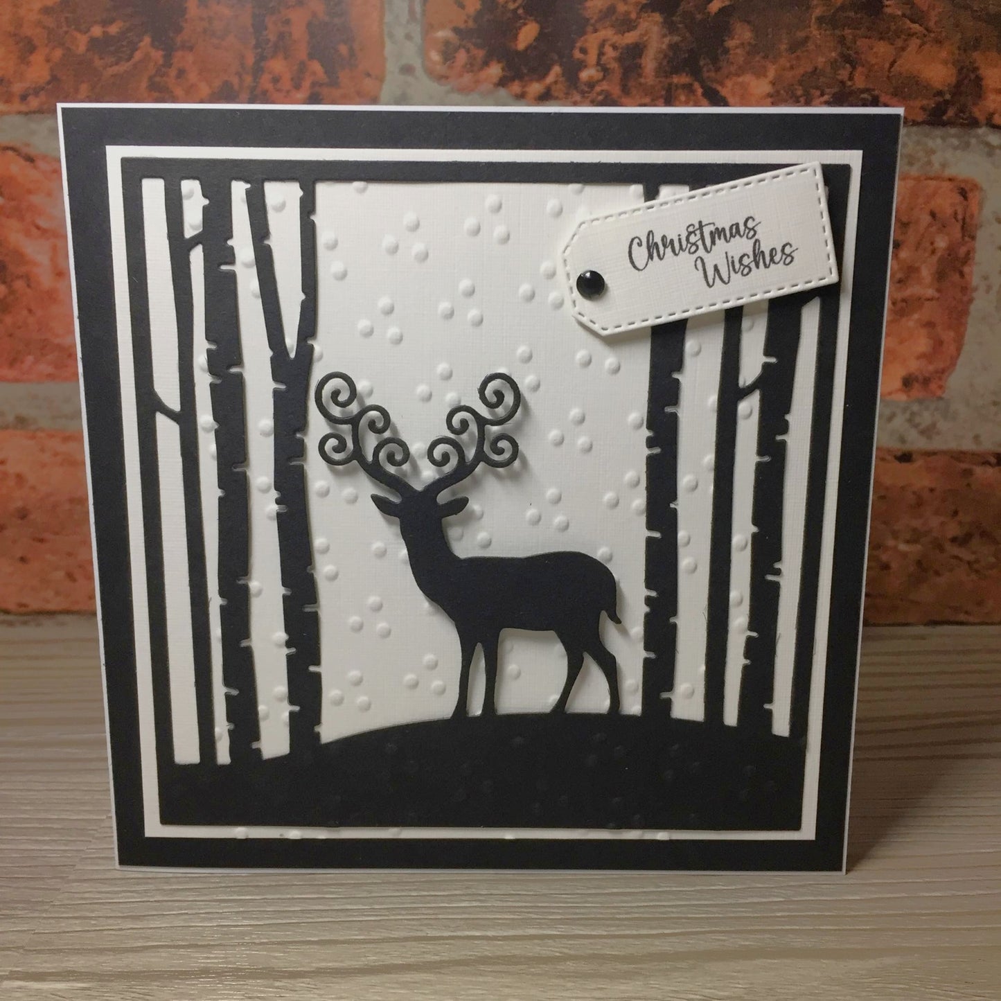 4 REINDEER IN WOODS Black Silhouette Christmas Card Making Die Cuts