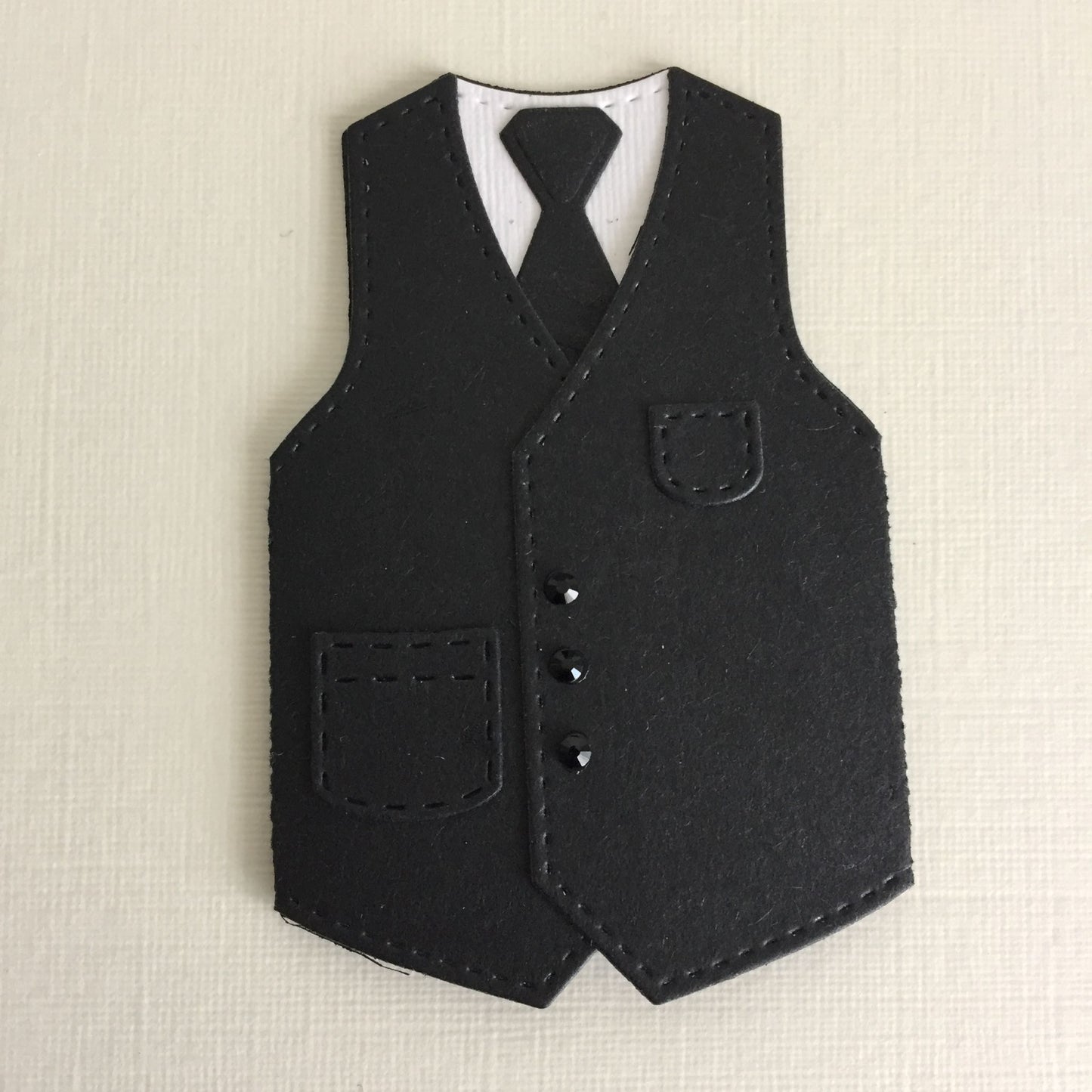 6 Black WAISTCOAT & TIE Die Cut Card making Toppers