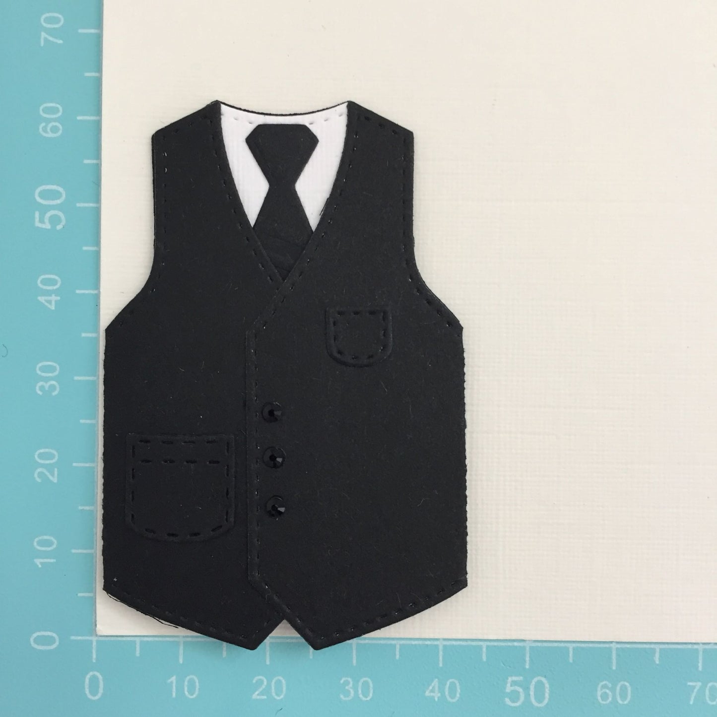 6 Black WAISTCOAT & TIE Die Cut Card making Toppers