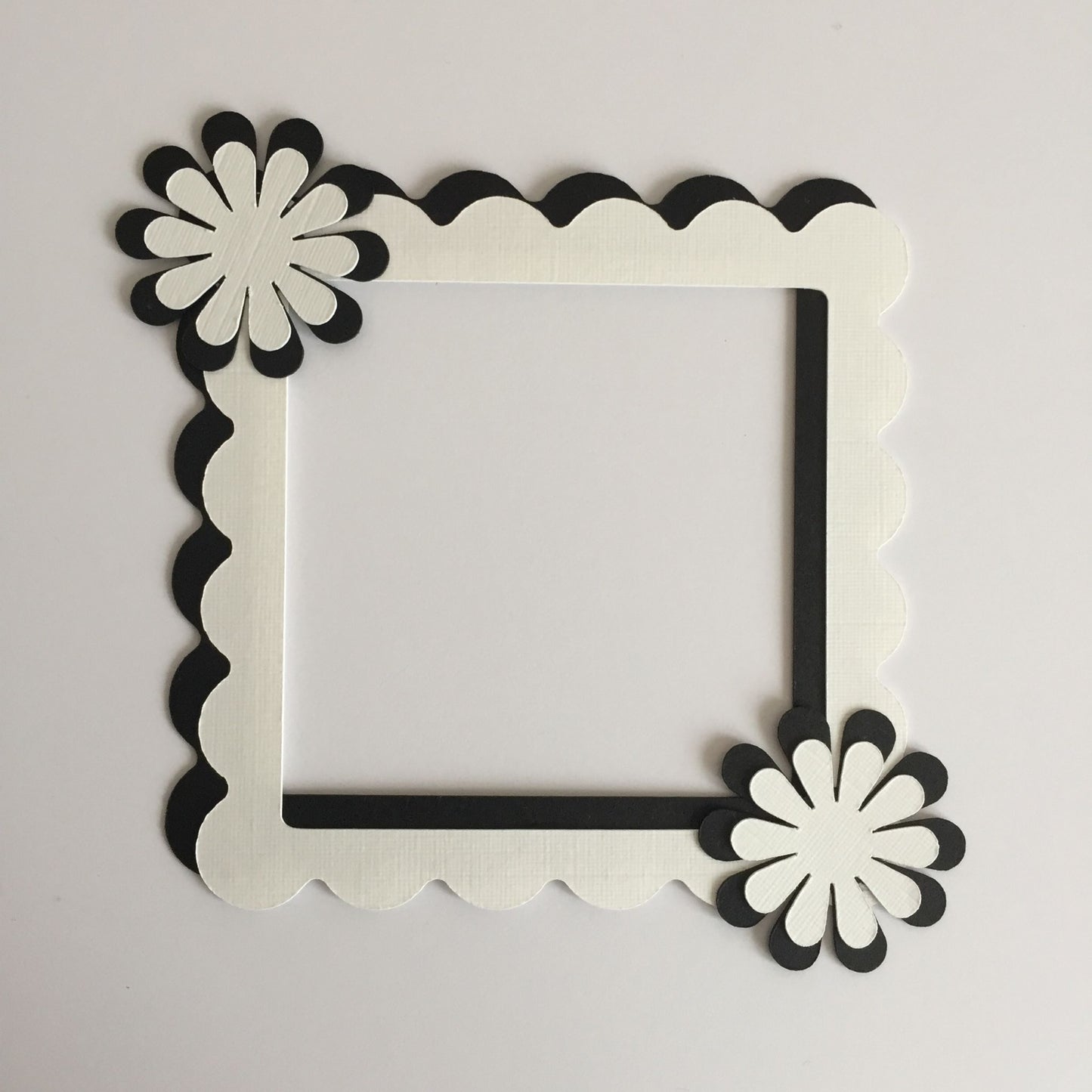4 Black & White FLORAL FRAME Die Cut Card Making Toppers
