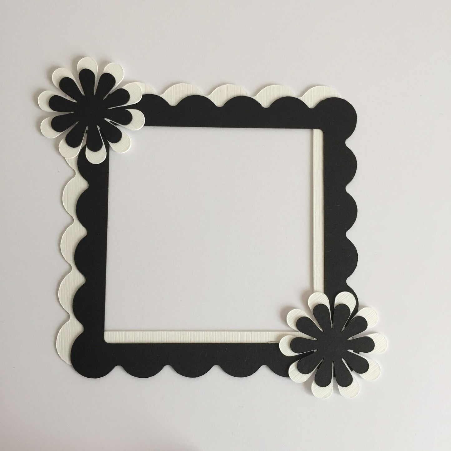 4 Black & White FLORAL FRAME Die Cut Card Making Toppers