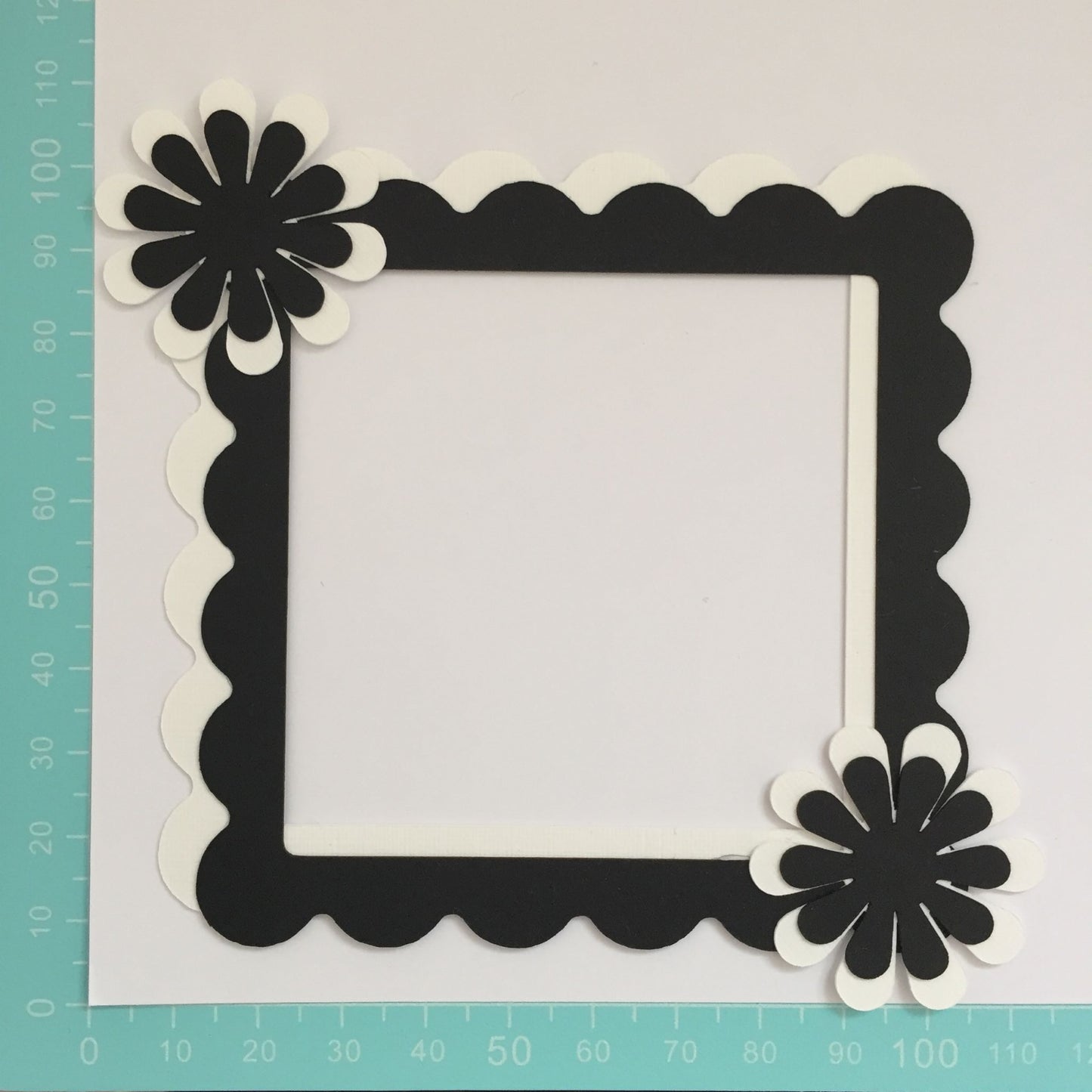 4 Black & White FLORAL FRAME Die Cut Card Making Toppers