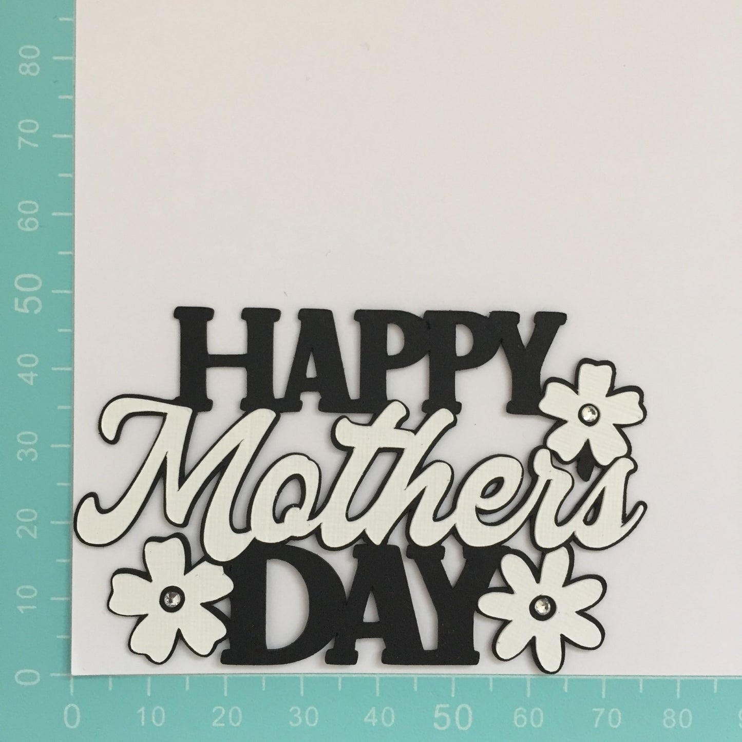 6 Floral Black & White HAPPY MOTHER'S DAY Sentiment Die Cut Toppers