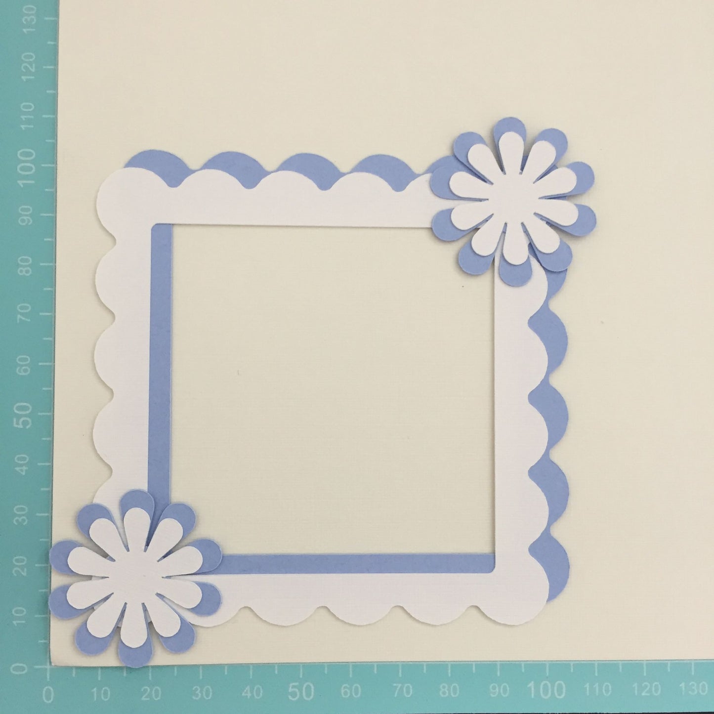 4 Blue & White FLORAL FRAME Die Cut Card Making Toppers